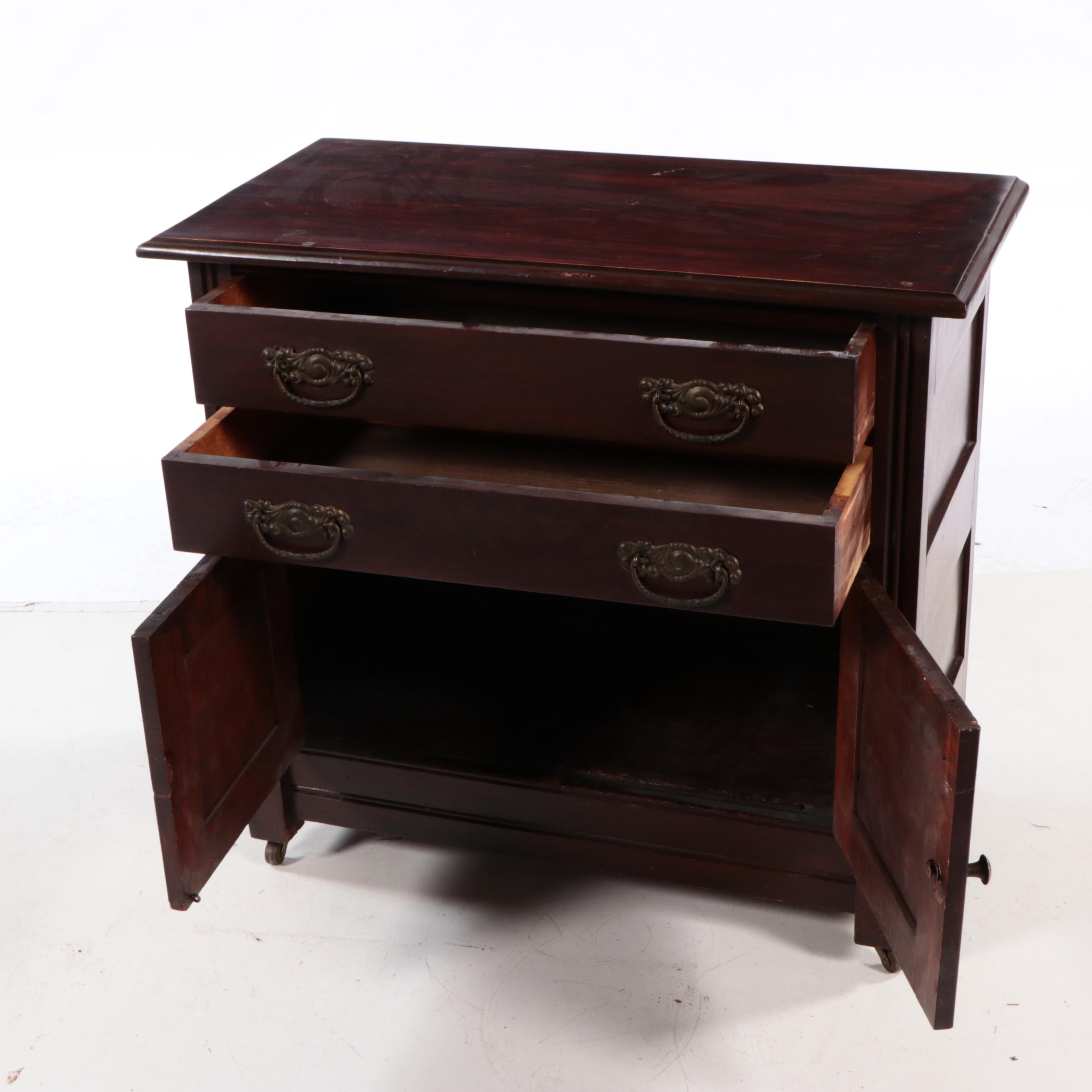 Late Victorian Hardwood Two-Drawer Side Cabinet, Circa 1900