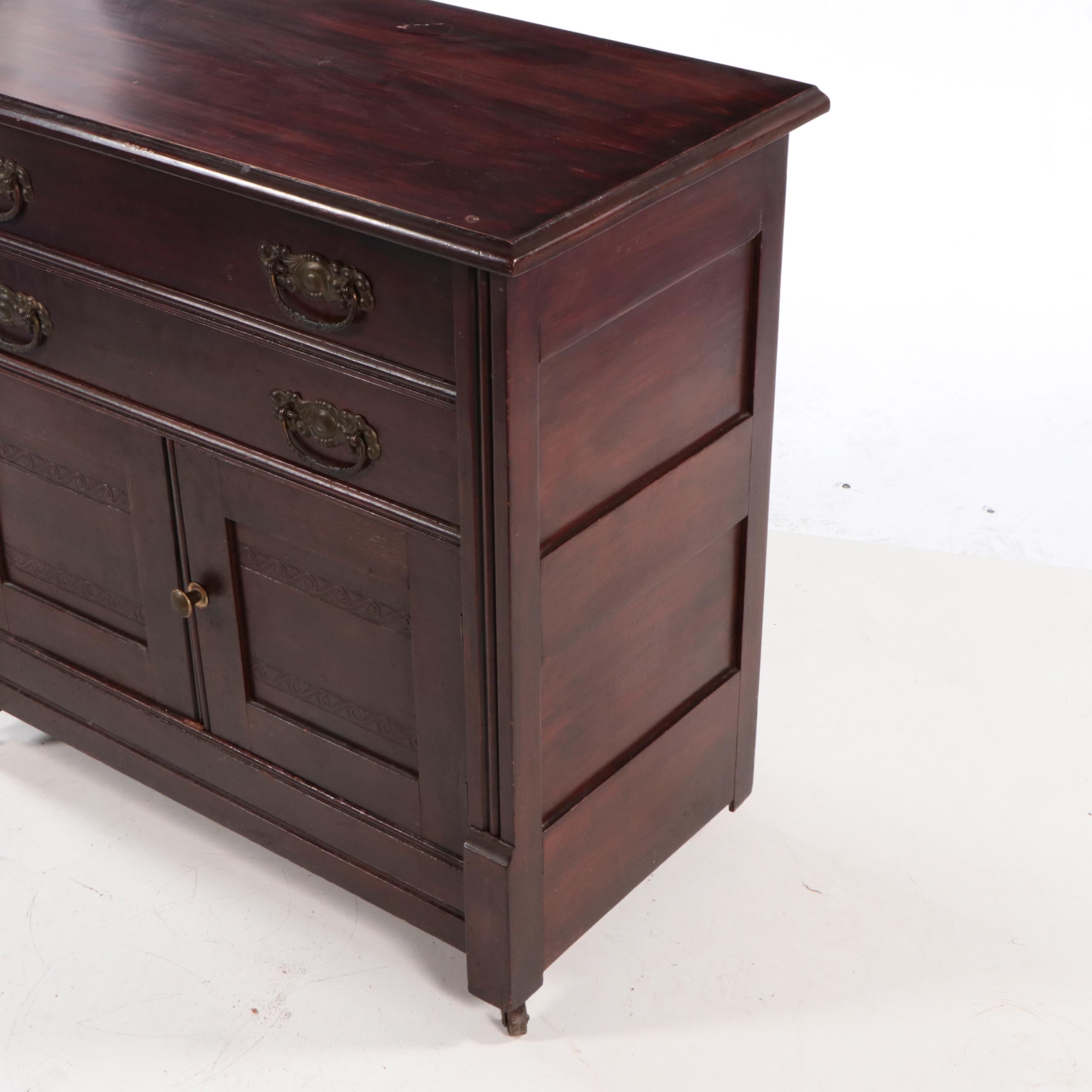 Late Victorian Hardwood Two-Drawer Side Cabinet, Circa 1900