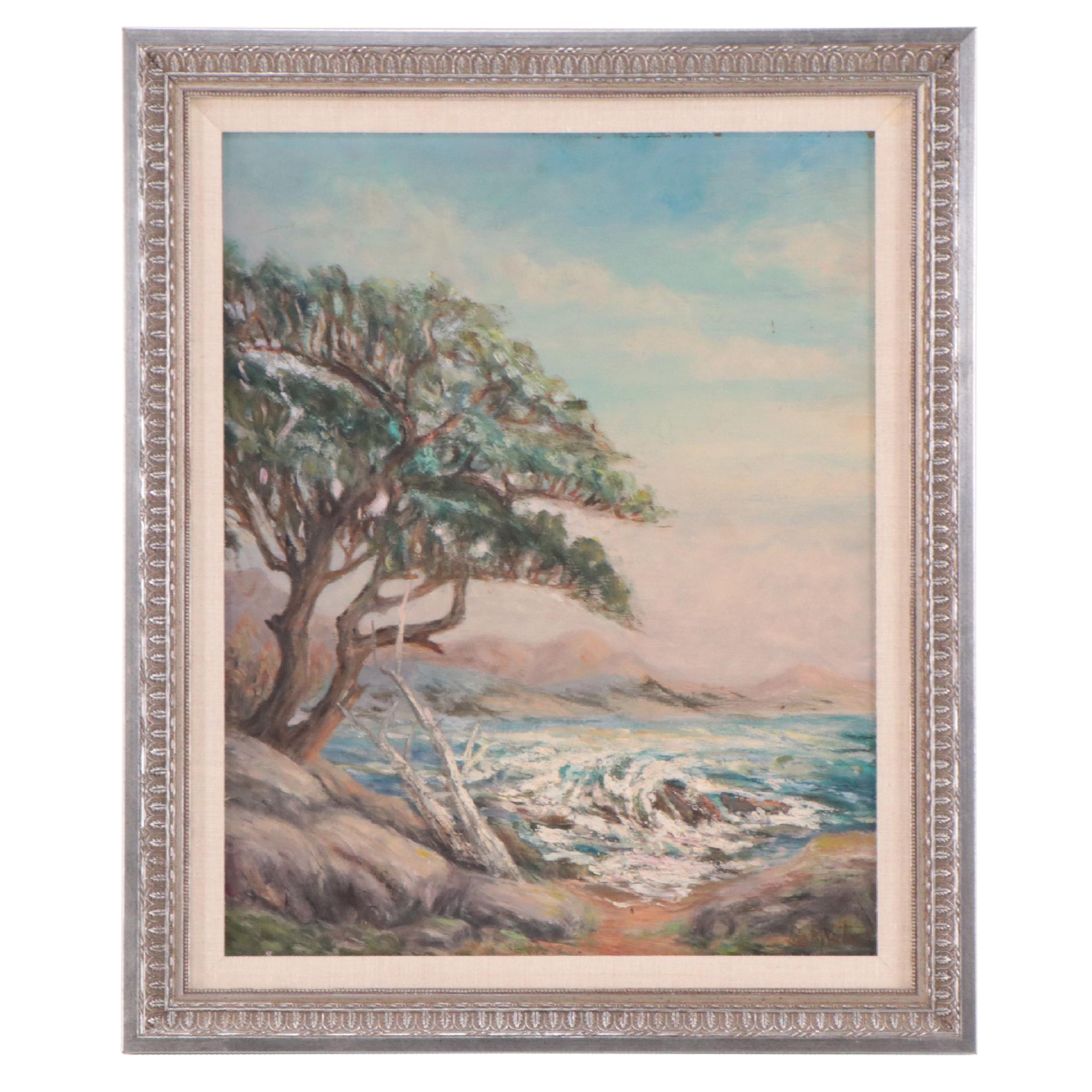 Ida B. Waters Coastal Landscape Oil Painting