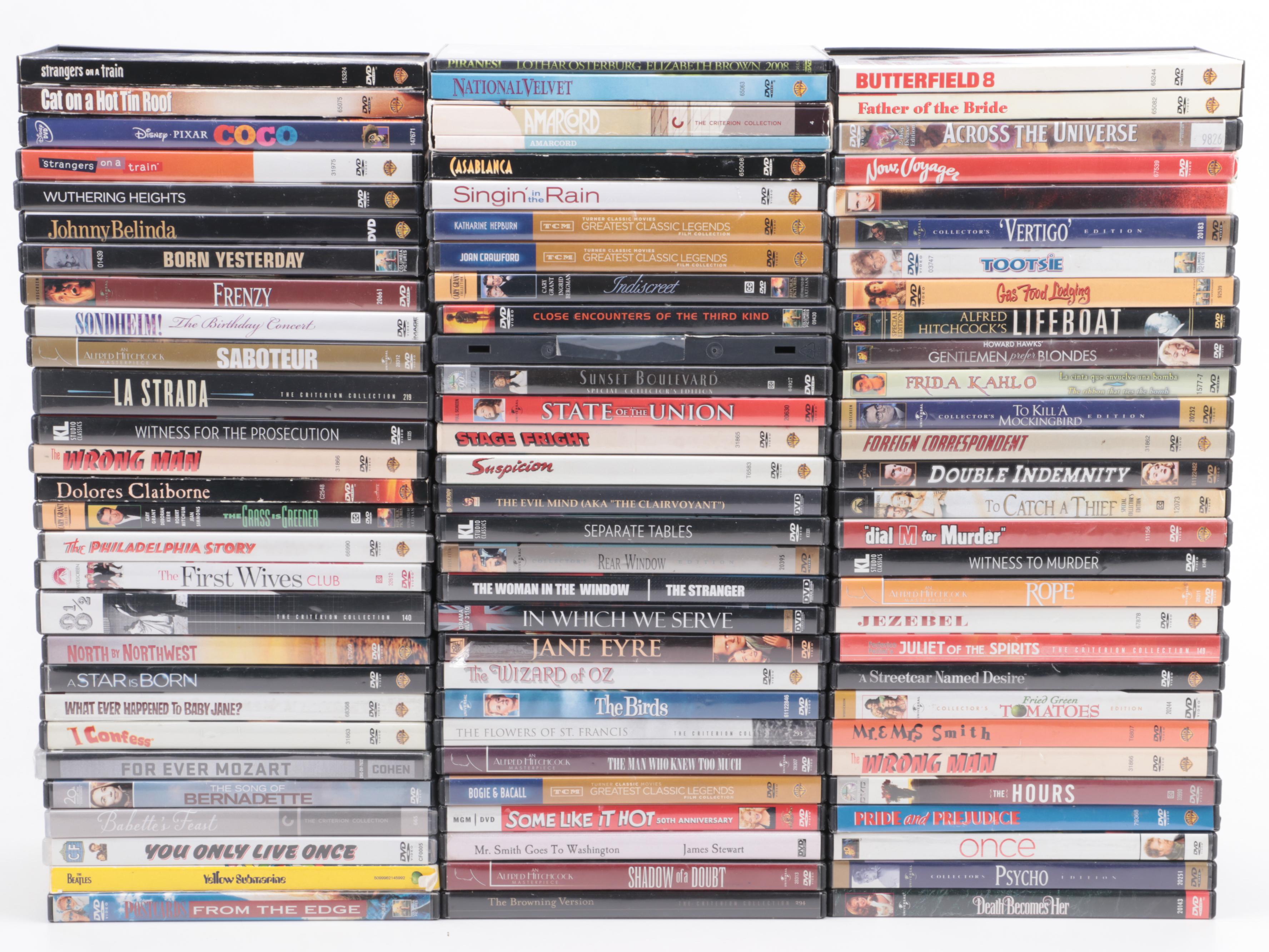 Movies and TV Show DVDs Including "Downton Abbey," Hitchcock Films and More