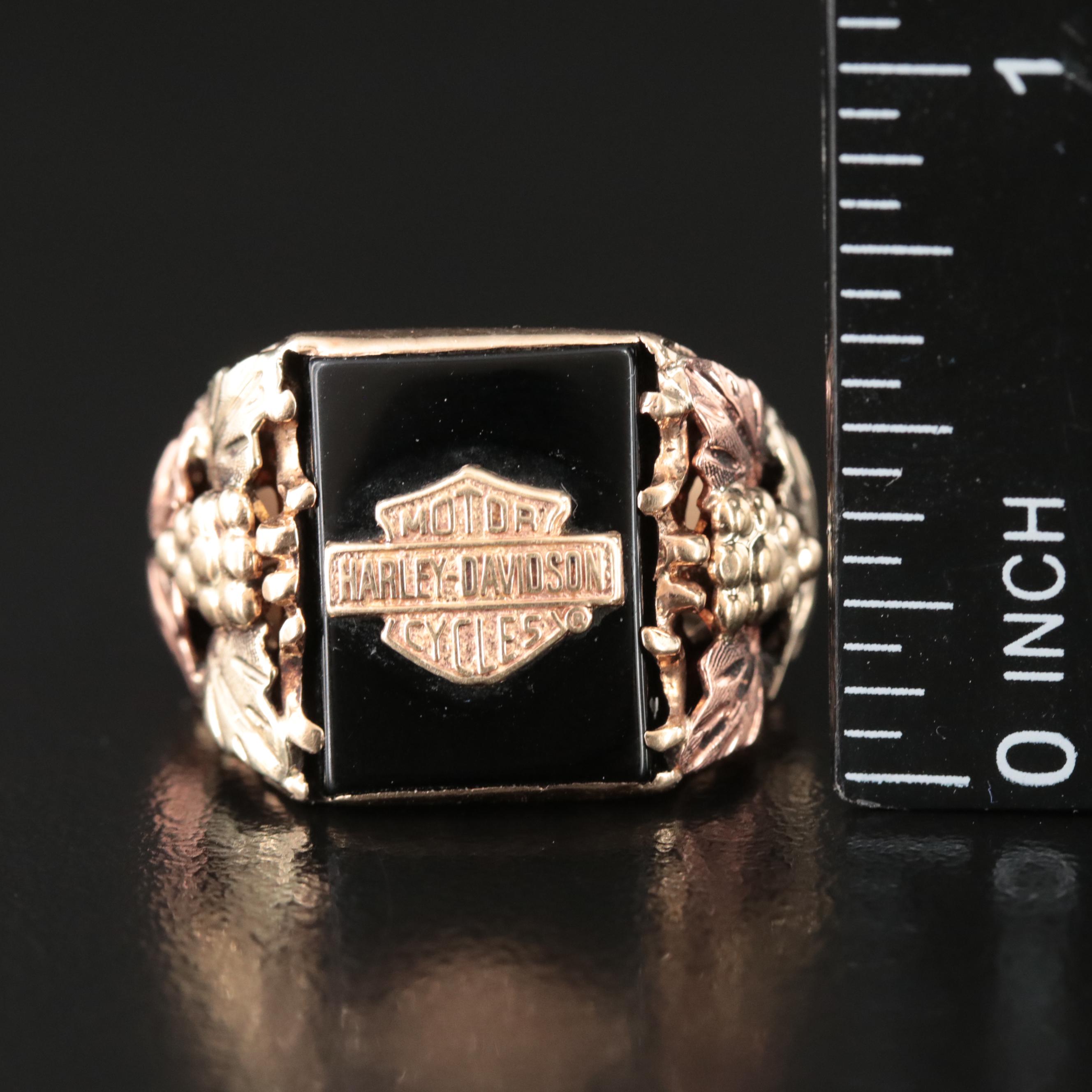 Stamper 10K Black Onyx "Black Hills Gold Harley Davidson " Ring