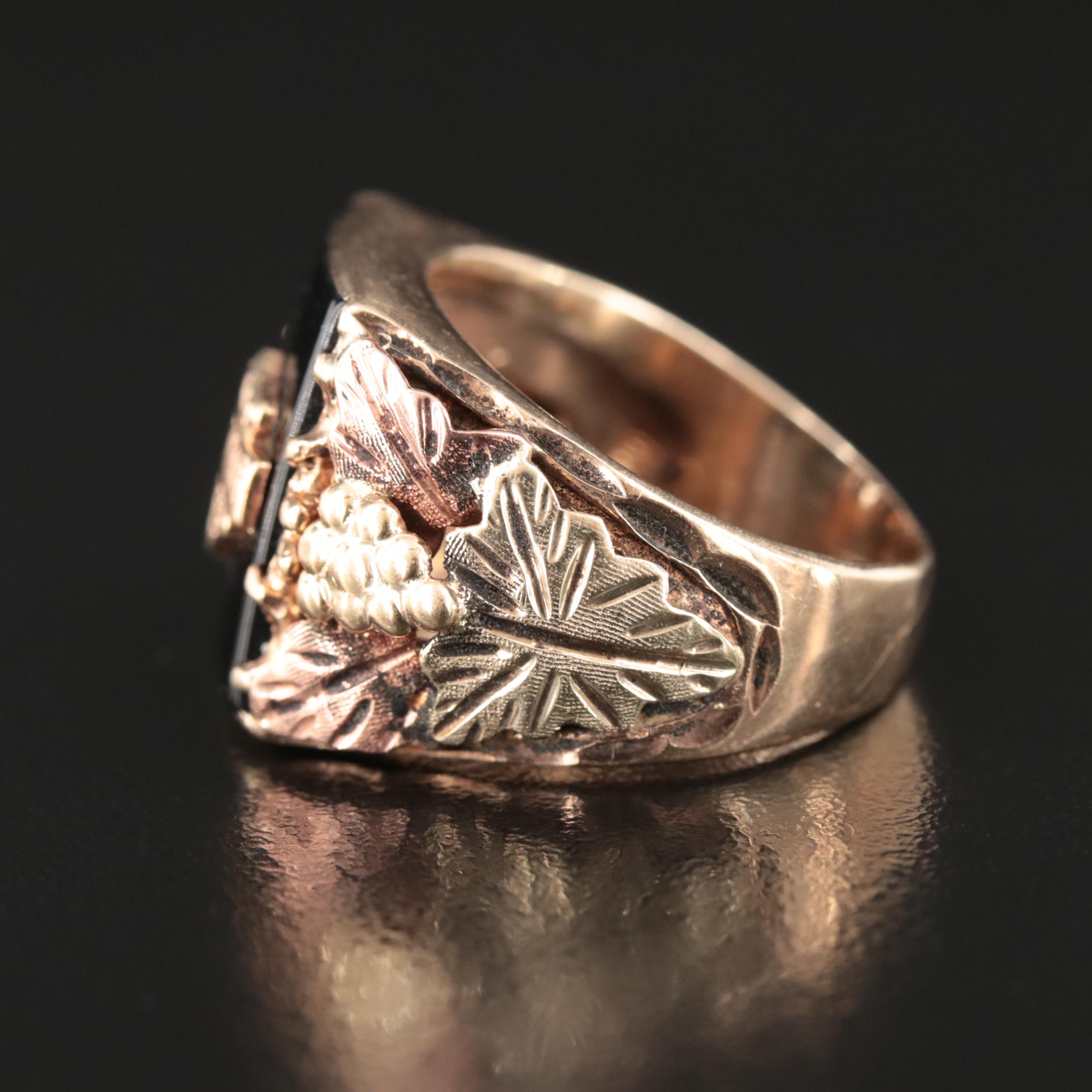 Stamper 10K Black Onyx "Black Hills Gold Harley Davidson " Ring