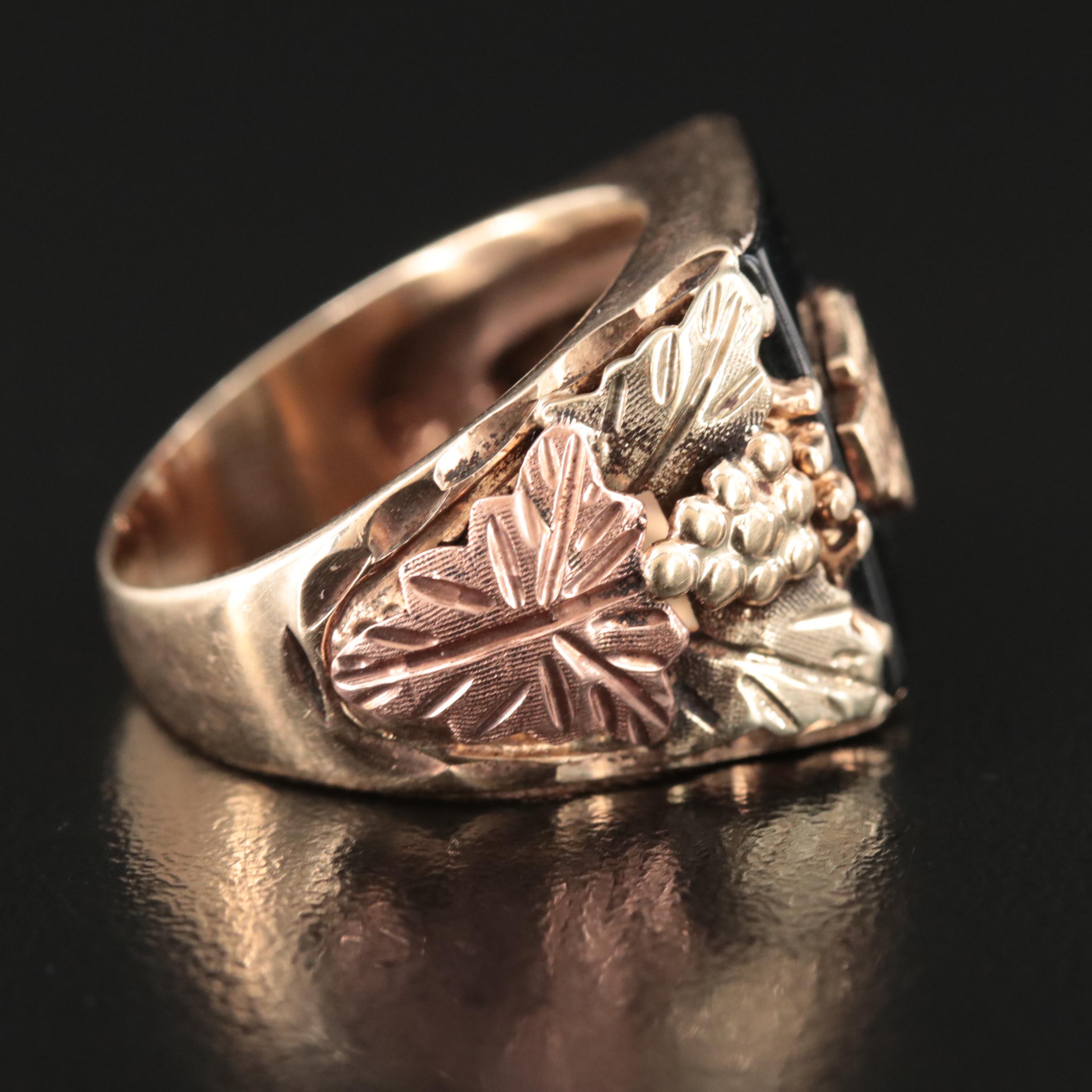 Stamper 10K Black Onyx "Black Hills Gold Harley Davidson " Ring