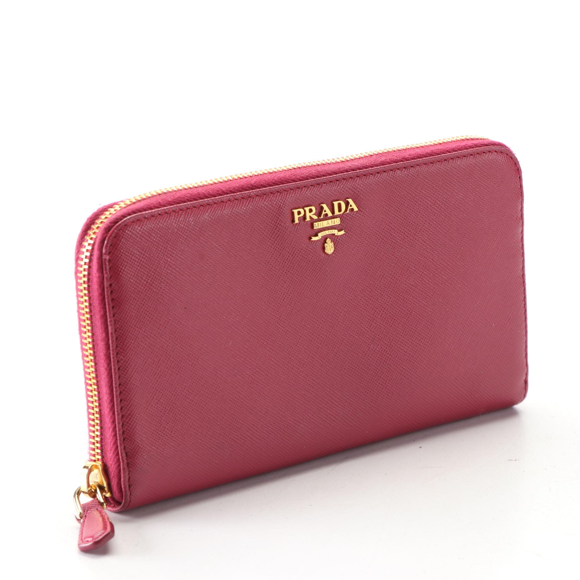Prada Saffiano Leather Zip Wallet