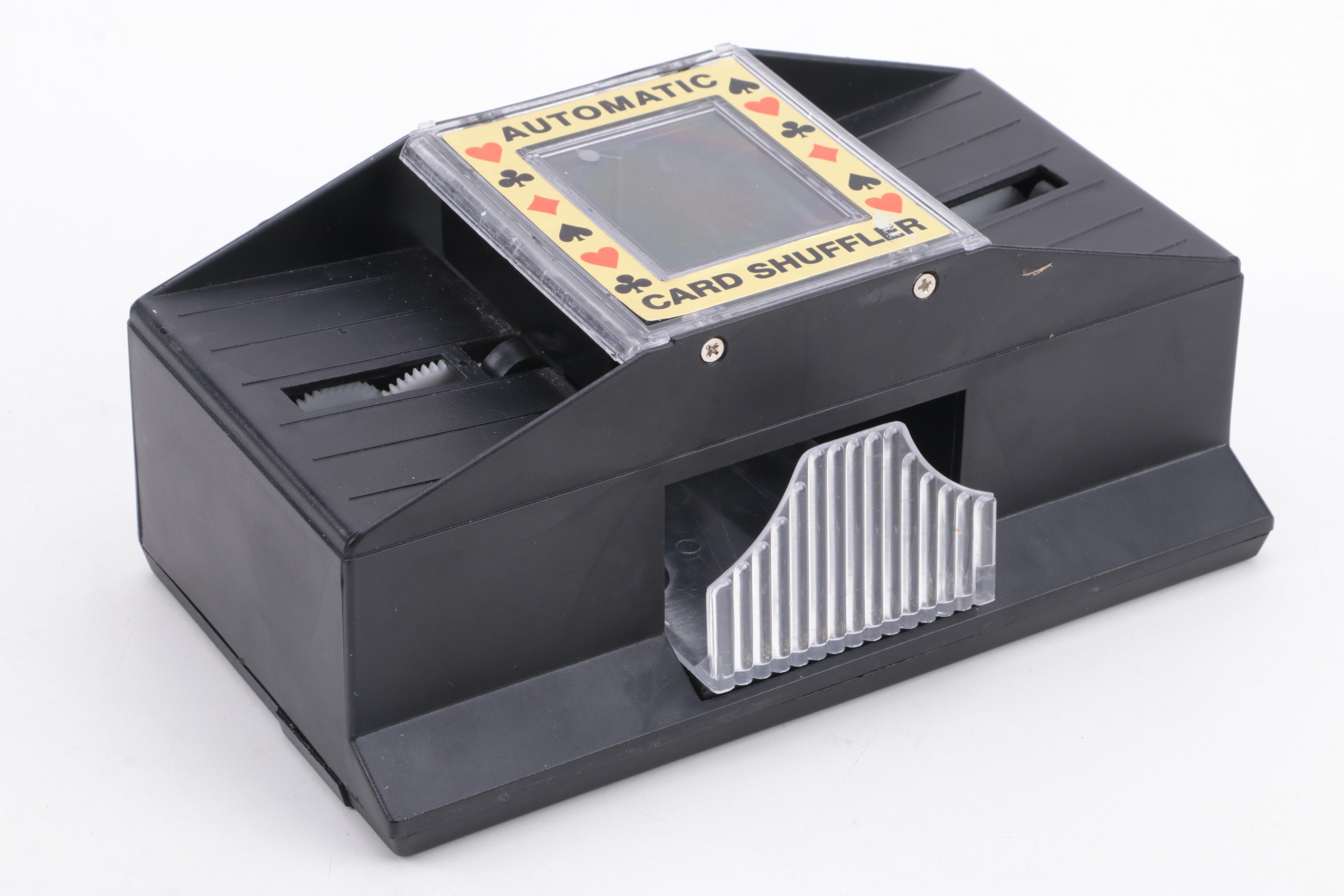 Portable Wood Poker Chip Caddy with Chips and Card Shuffler