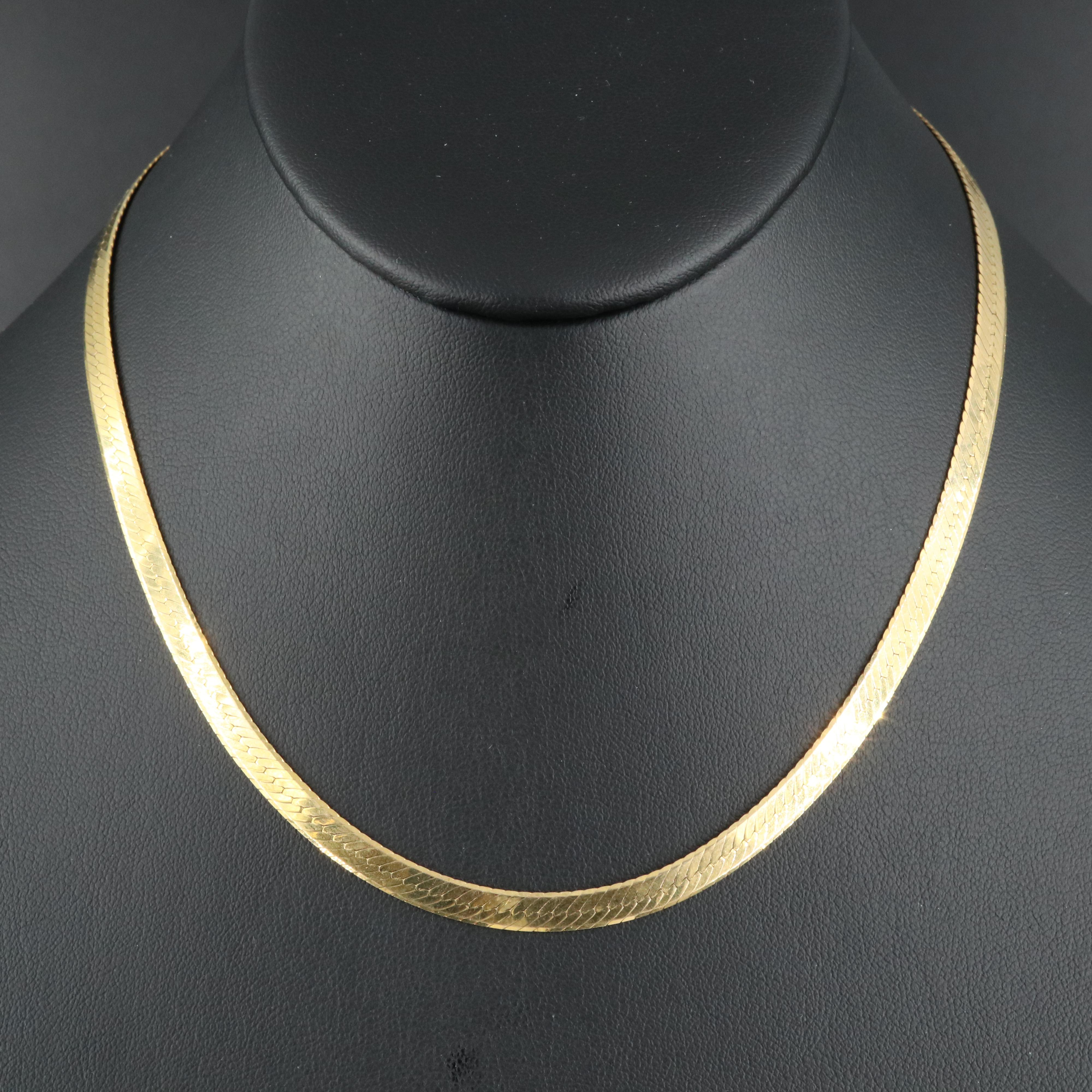 Italian 14K Gold Herringbone Necklace