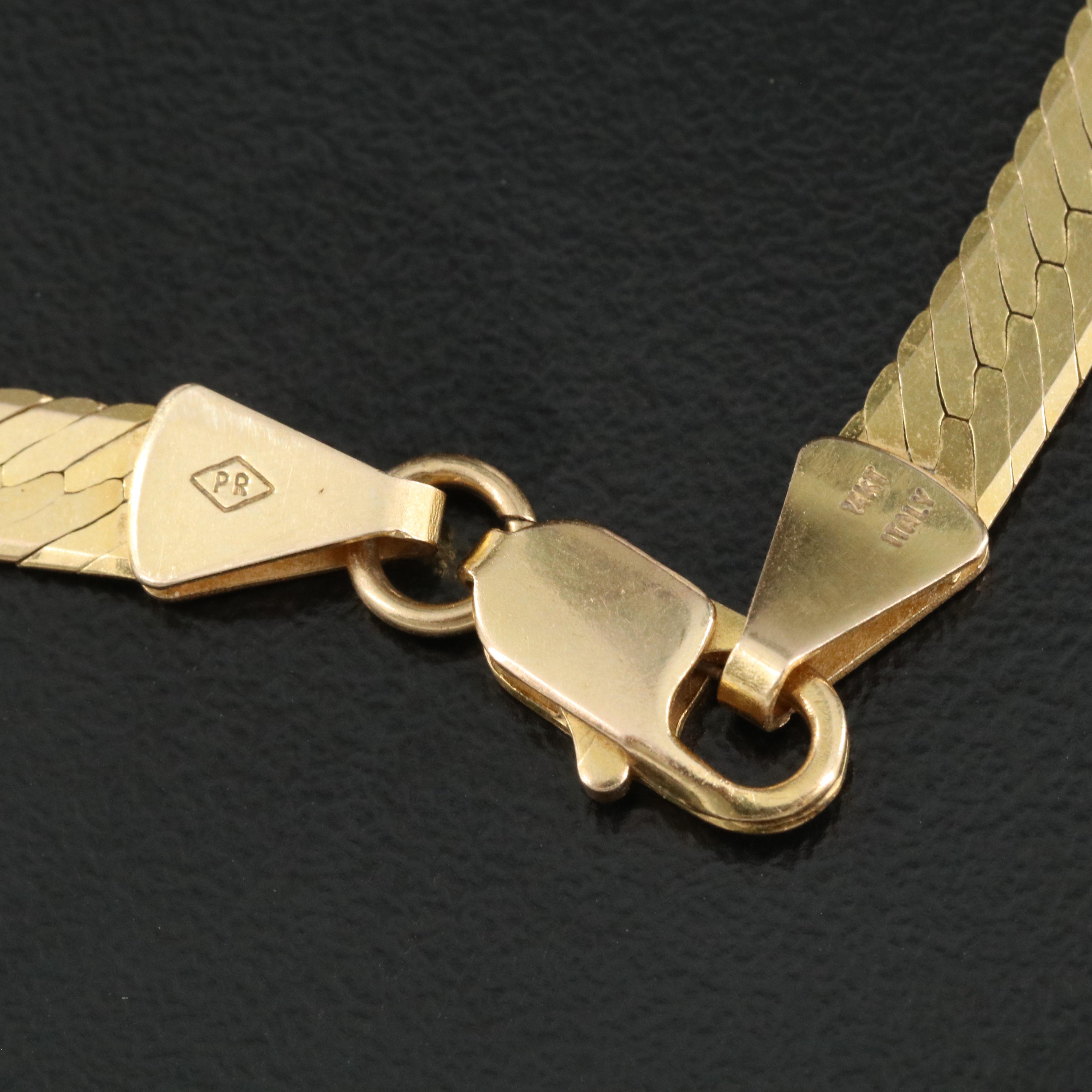 Italian 14K Gold Herringbone Necklace