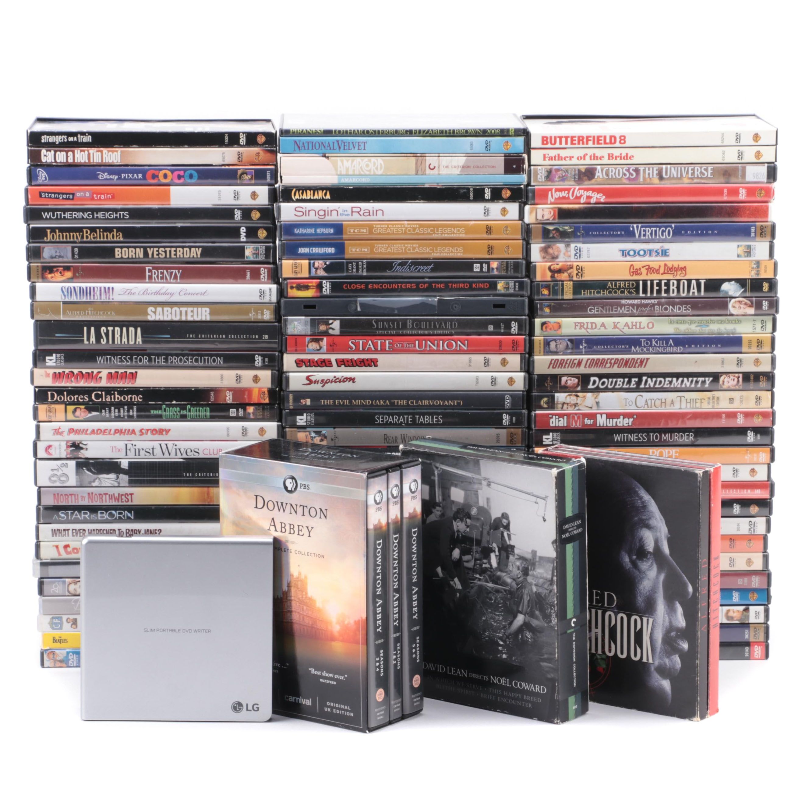 Movies and TV Show DVDs Including "Downton Abbey," Hitchcock Films and More