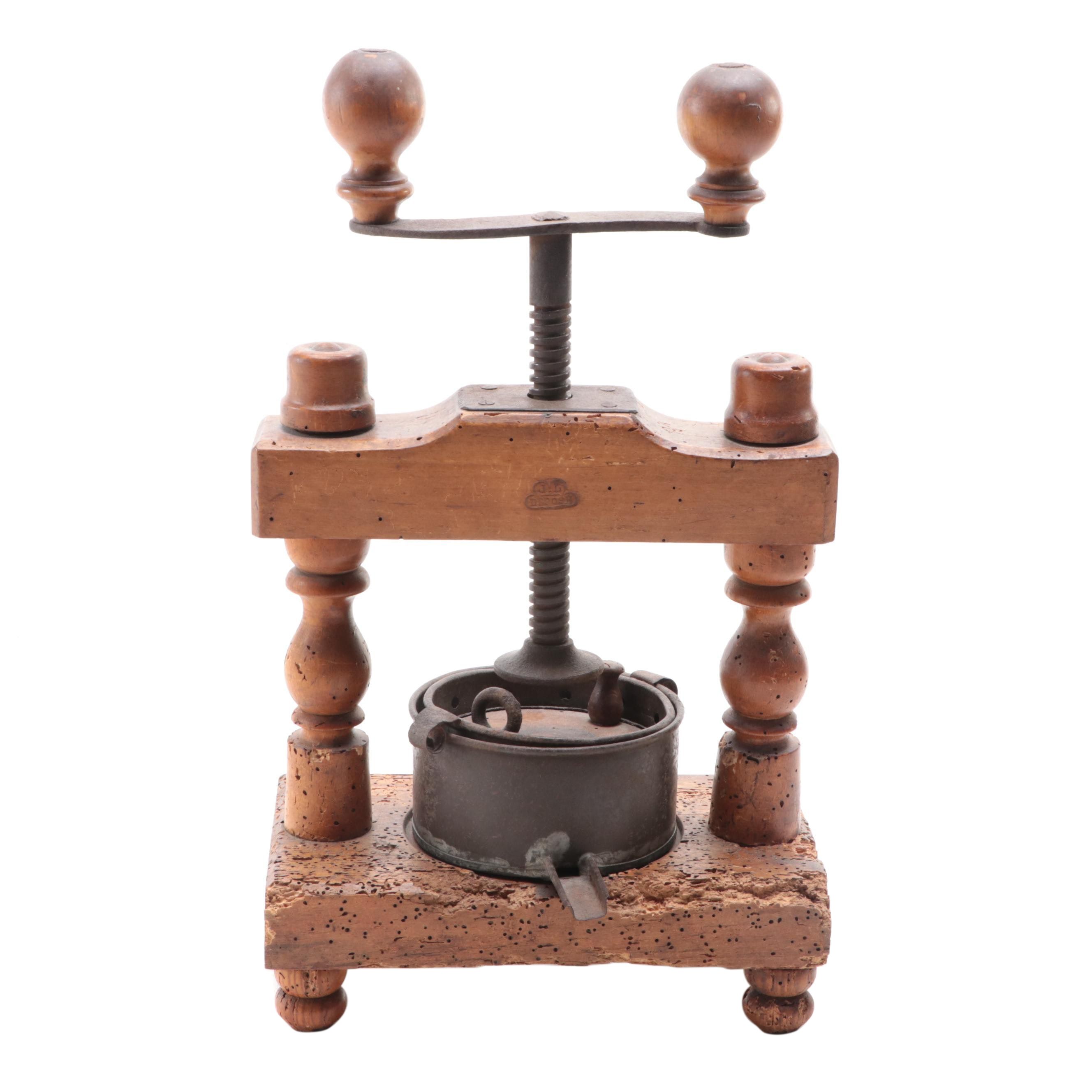 Antique Tabletop French Kitchen Press, 19th Century