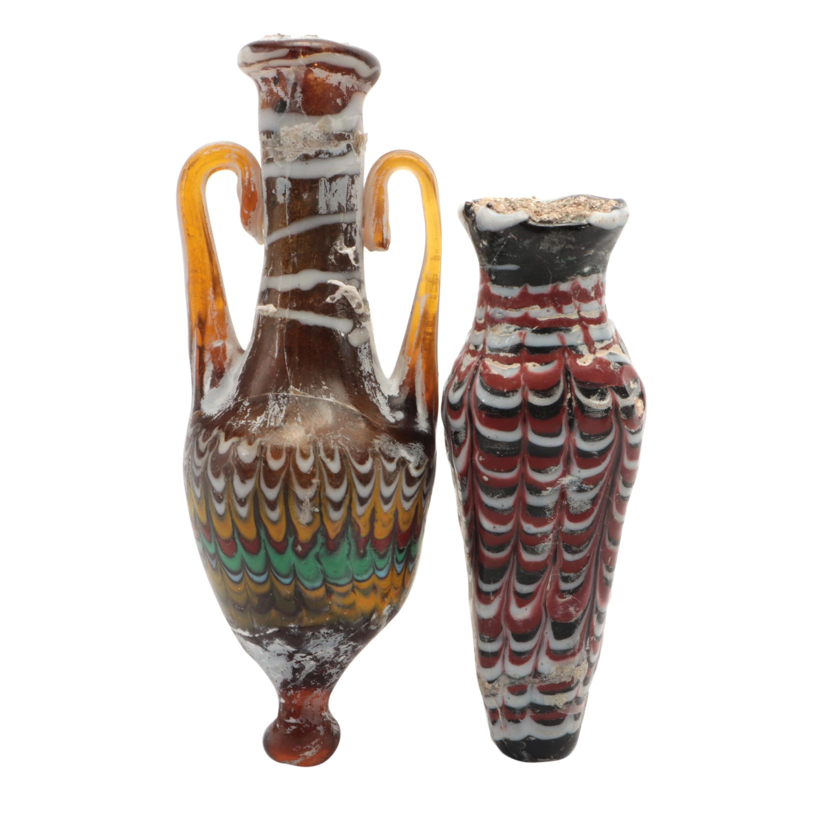 Ancient Greek and Ancient Phoenician Colored Glass Vessels