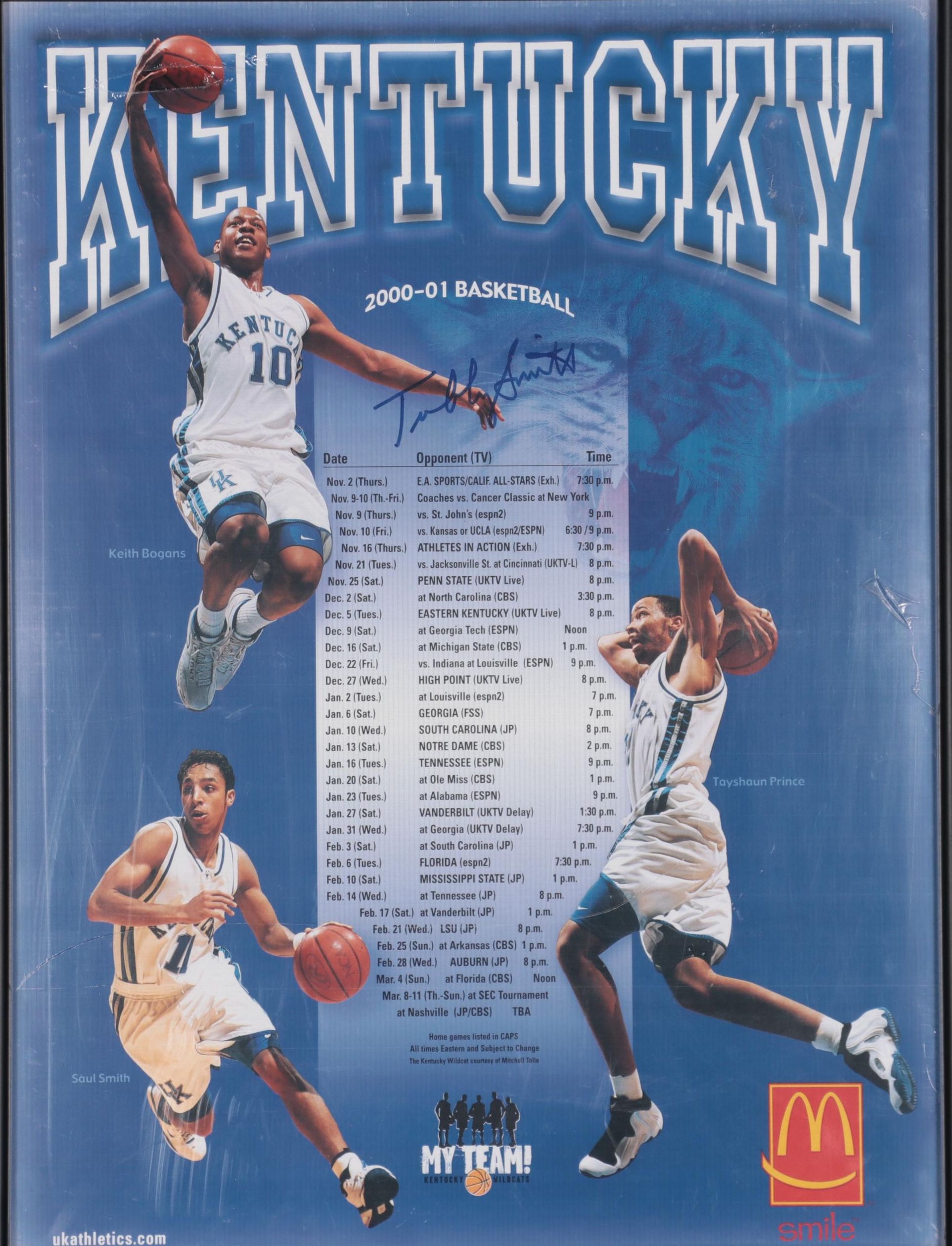 Tubby Smith Signed University of Kentucky 2000-2001 Basketball Season Poster