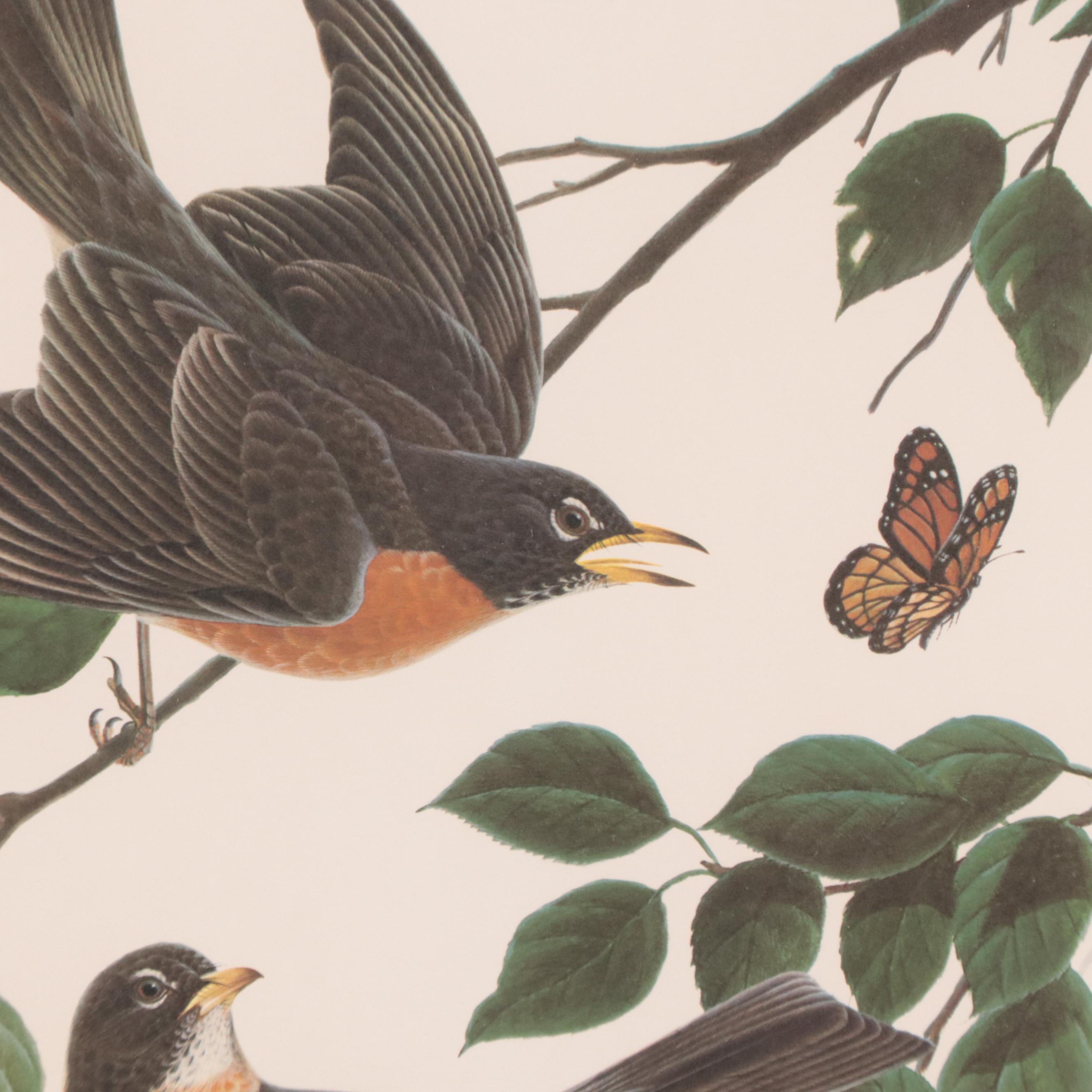 John A. Ruthven Offset Lithograph "Robins"
