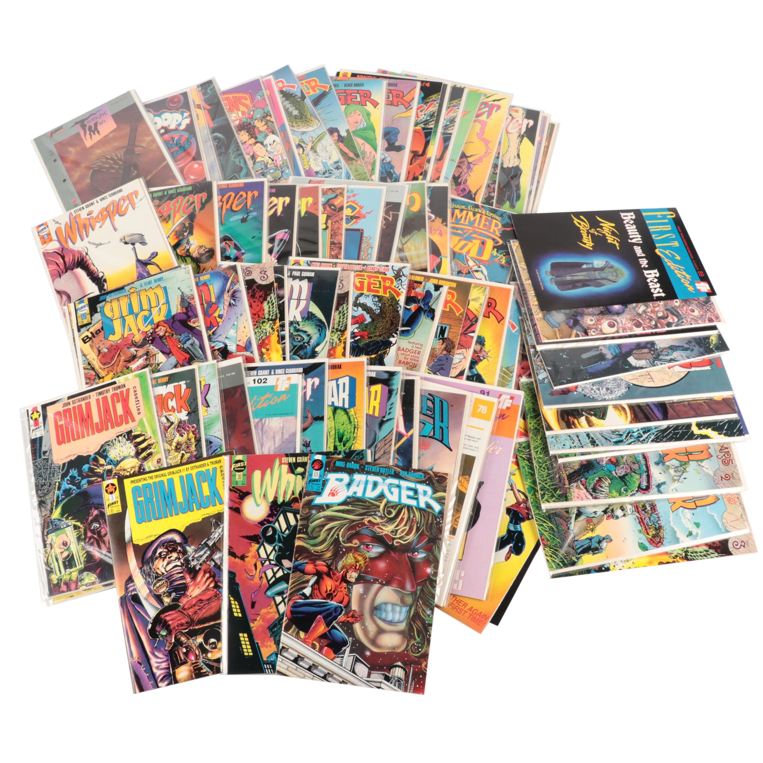 Modern Age Comic Books with "Badger", "Grim Jack Casefiles", "Whisper", and More