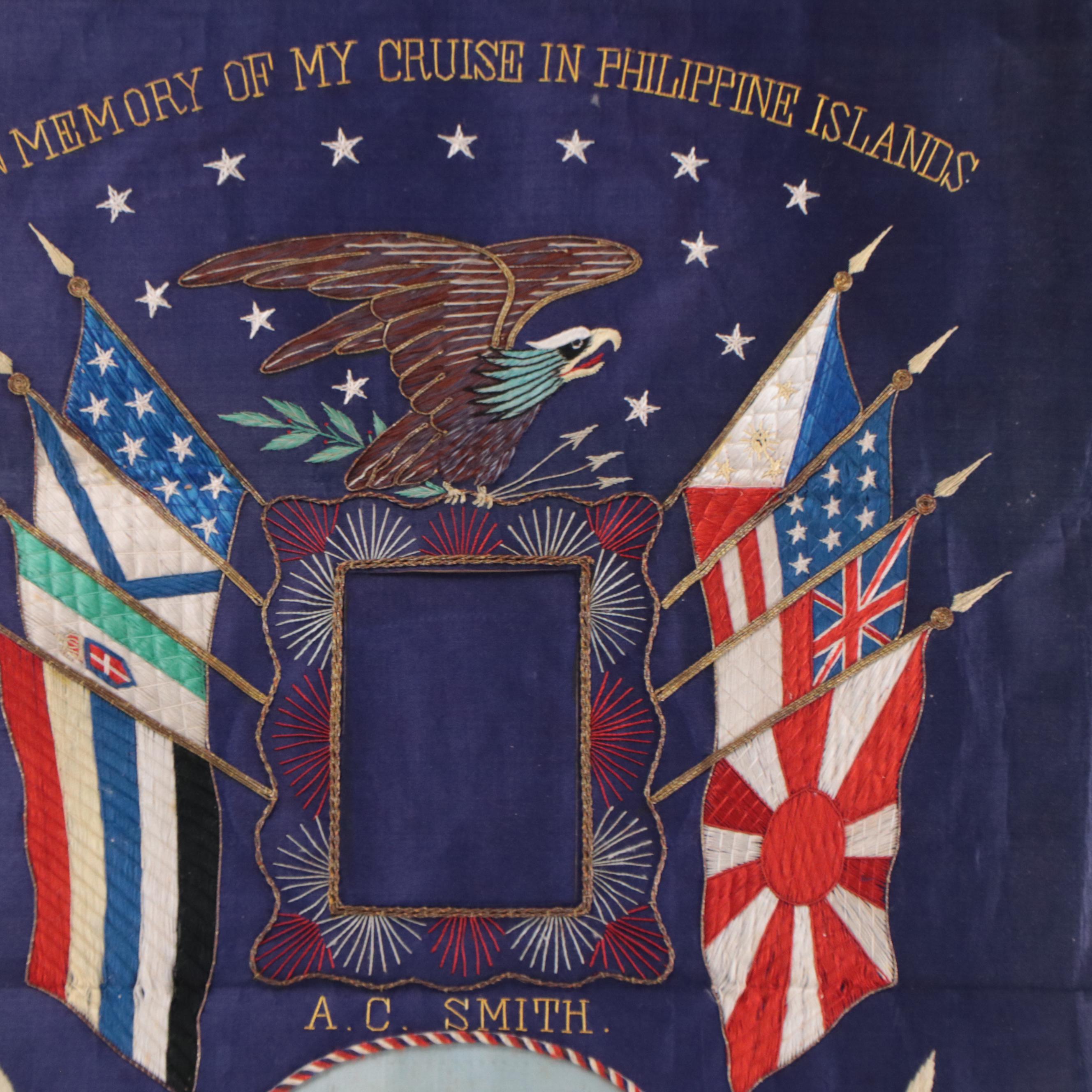 Nagasaki WWI Embroidery "In Memory of My Cruise in Philippine Islands," 1920