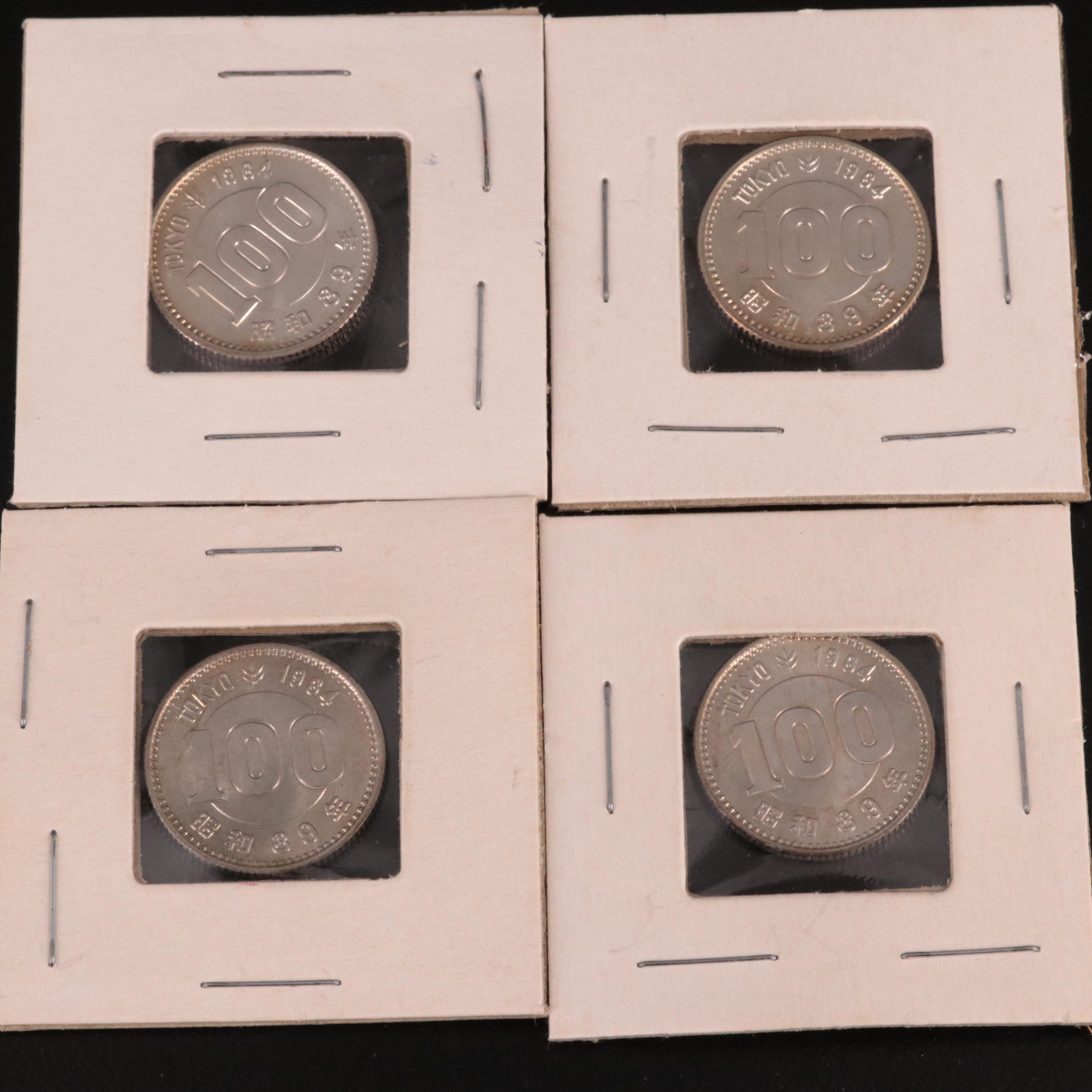 Group of 17 Japanese 1964 Silver 100 and 1000 Yen Olympic Silver Coins