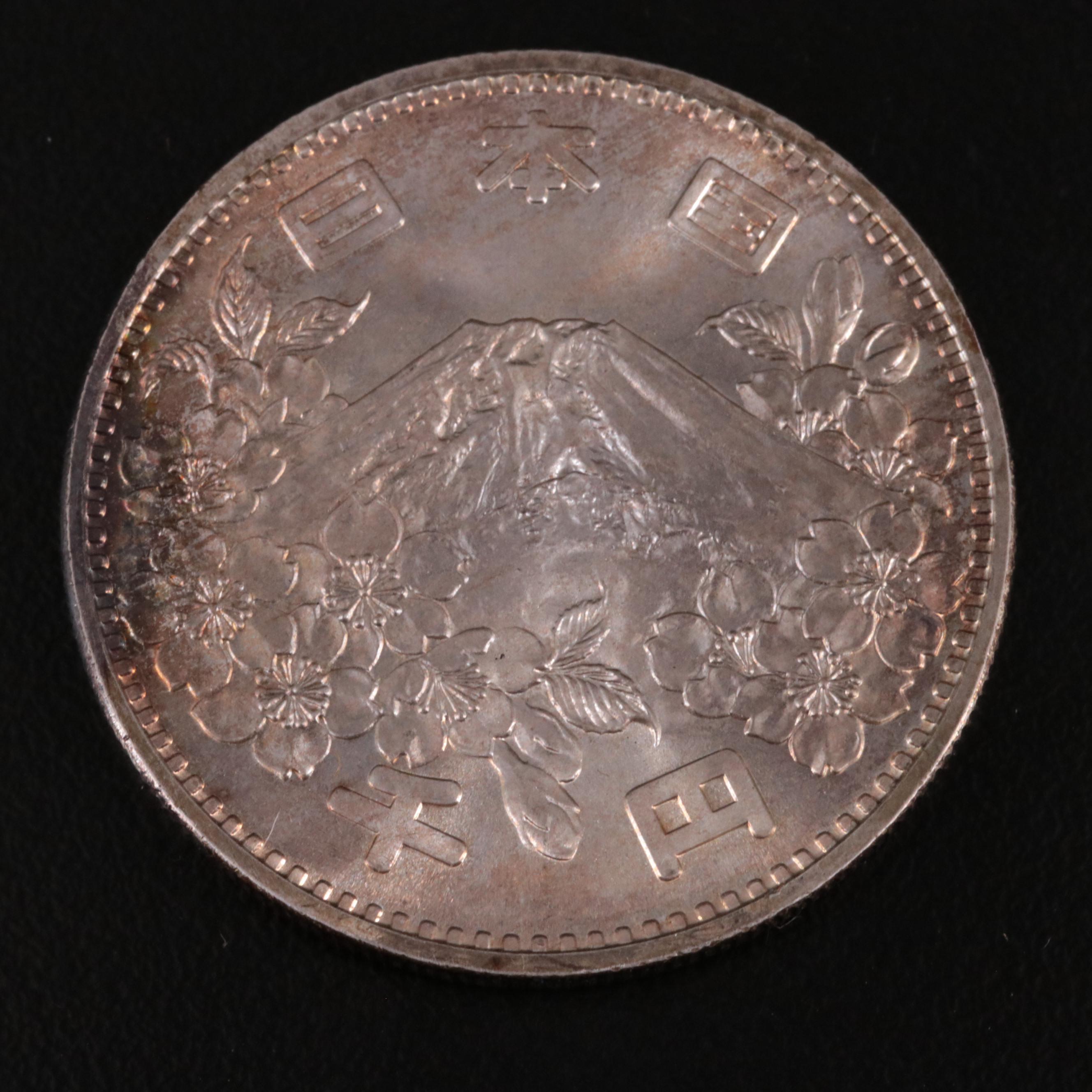 Group of 17 Japanese 1964 Silver 100 and 1000 Yen Olympic Silver Coins