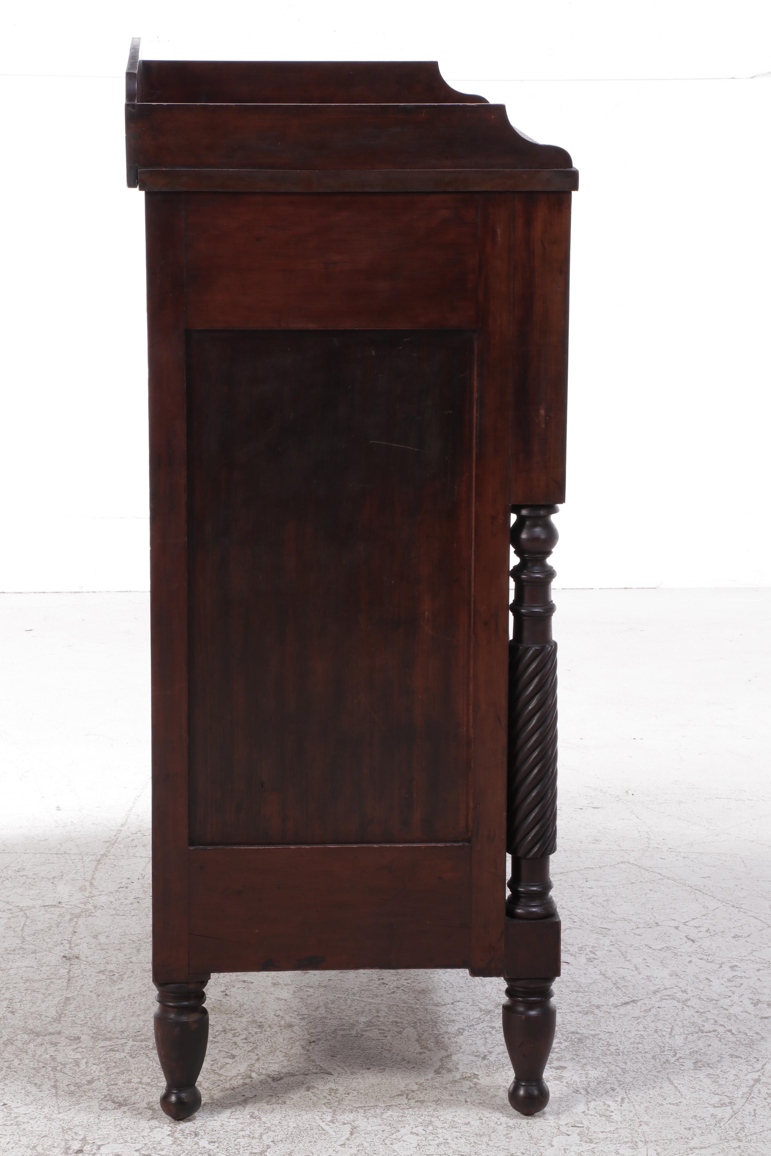 Late Federal Mahogany and Curly Maple Chest of Drawers