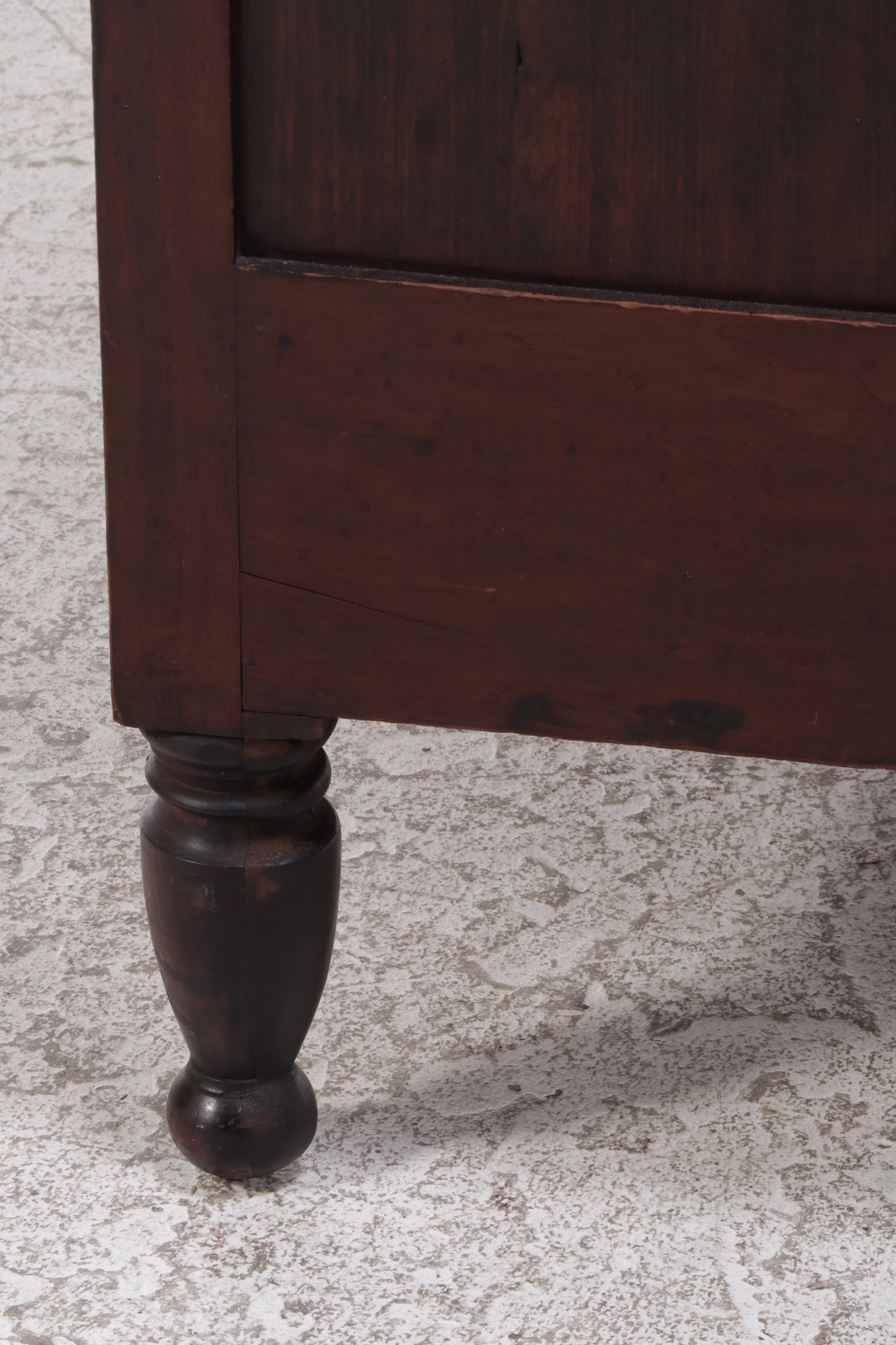 Late Federal Mahogany and Curly Maple Chest of Drawers
