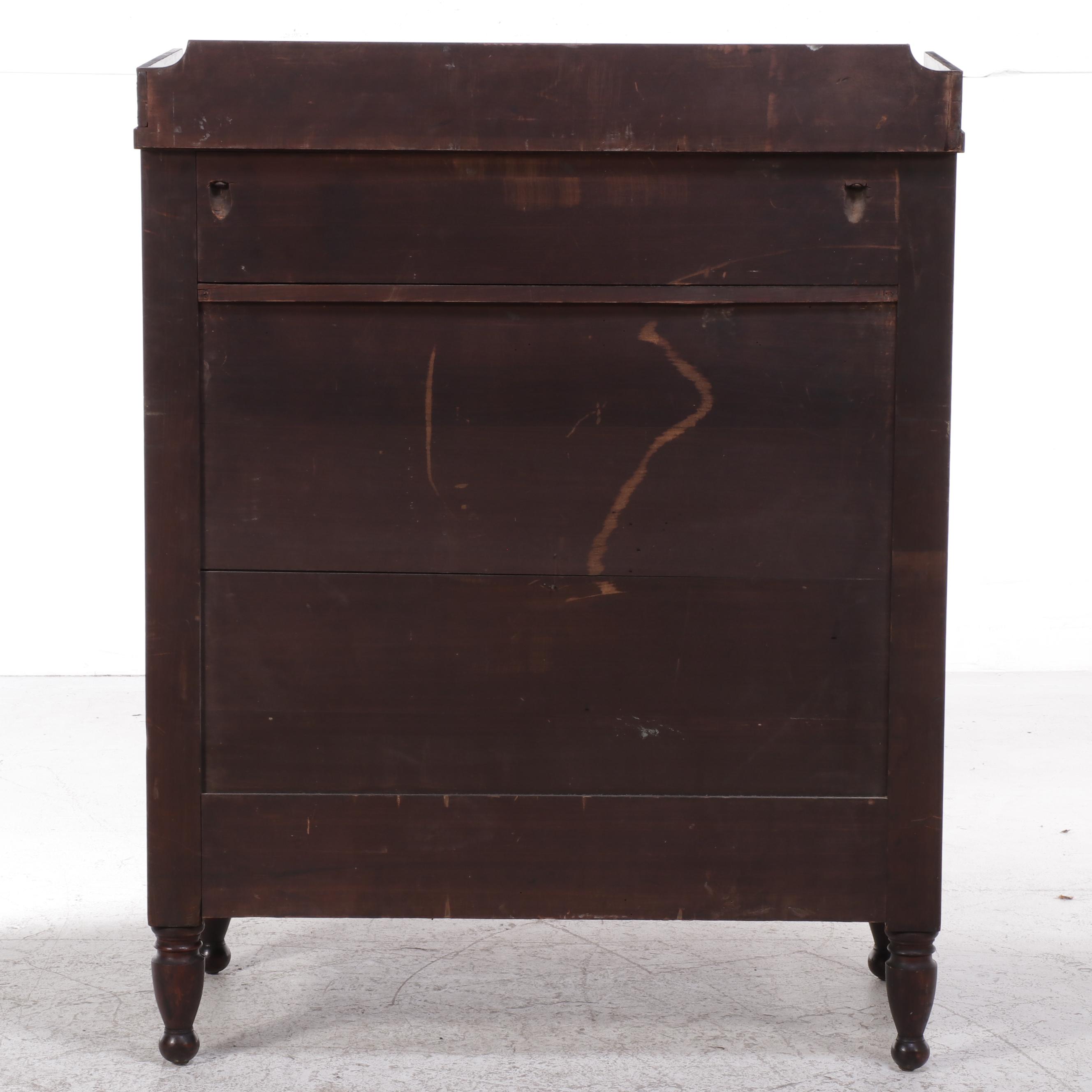 Late Federal Mahogany and Curly Maple Chest of Drawers