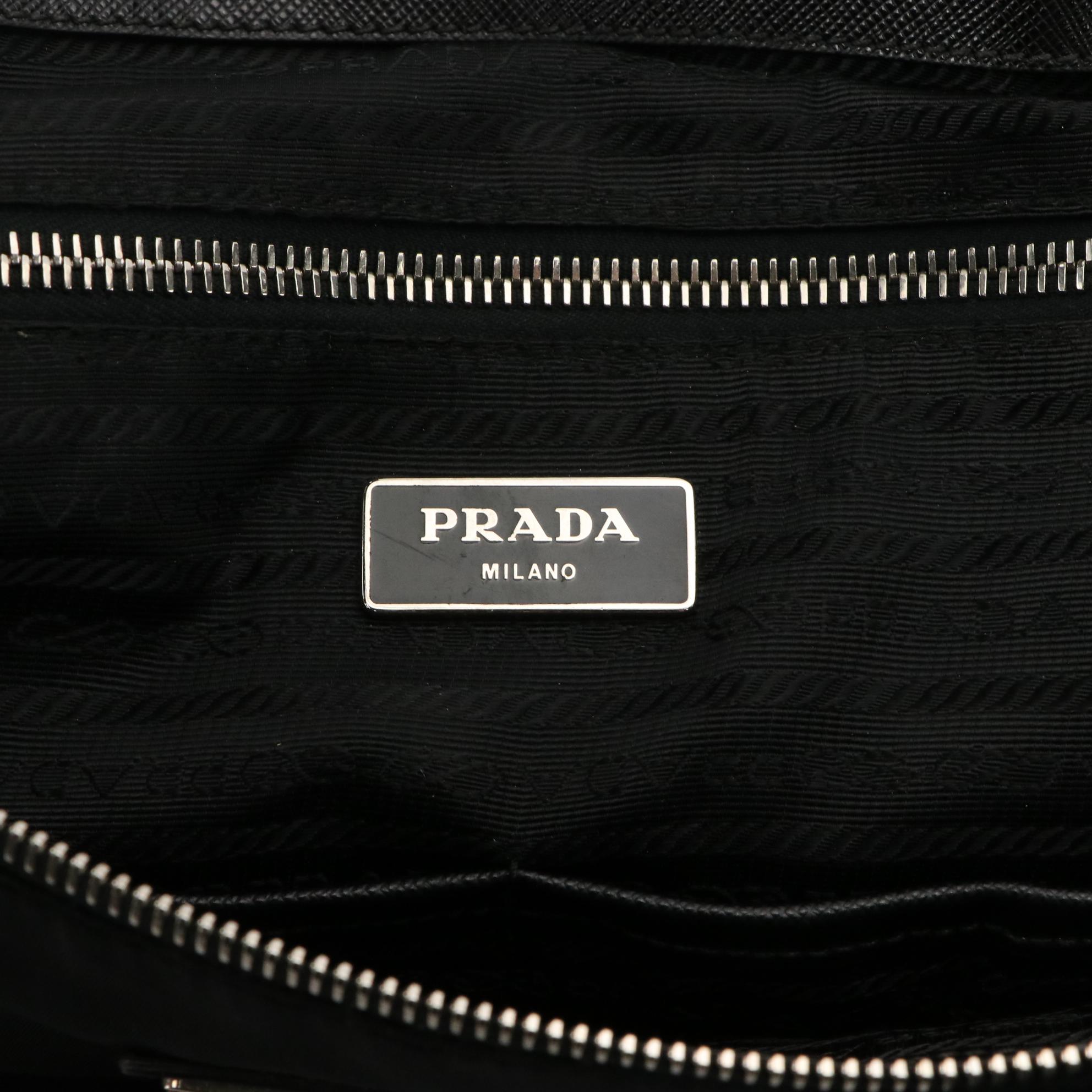Prada Tessuto Nylon Skull and Crossbones Two-Way Tote with Saffiano Leather Trim