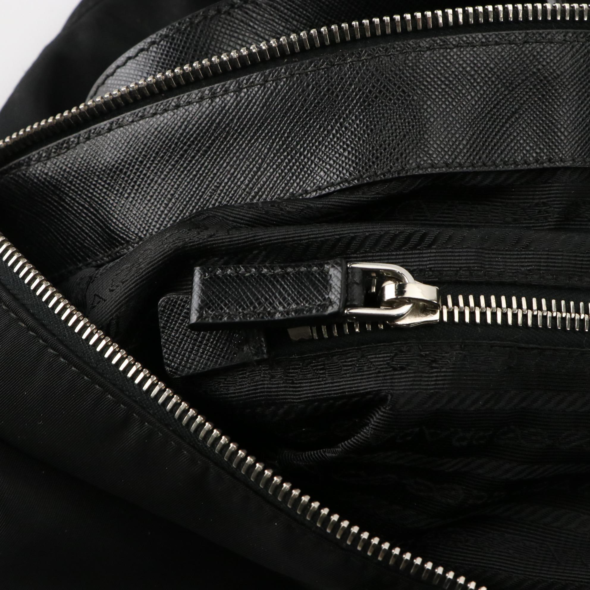 Prada Tessuto Nylon Skull and Crossbones Two-Way Tote with Saffiano Leather Trim