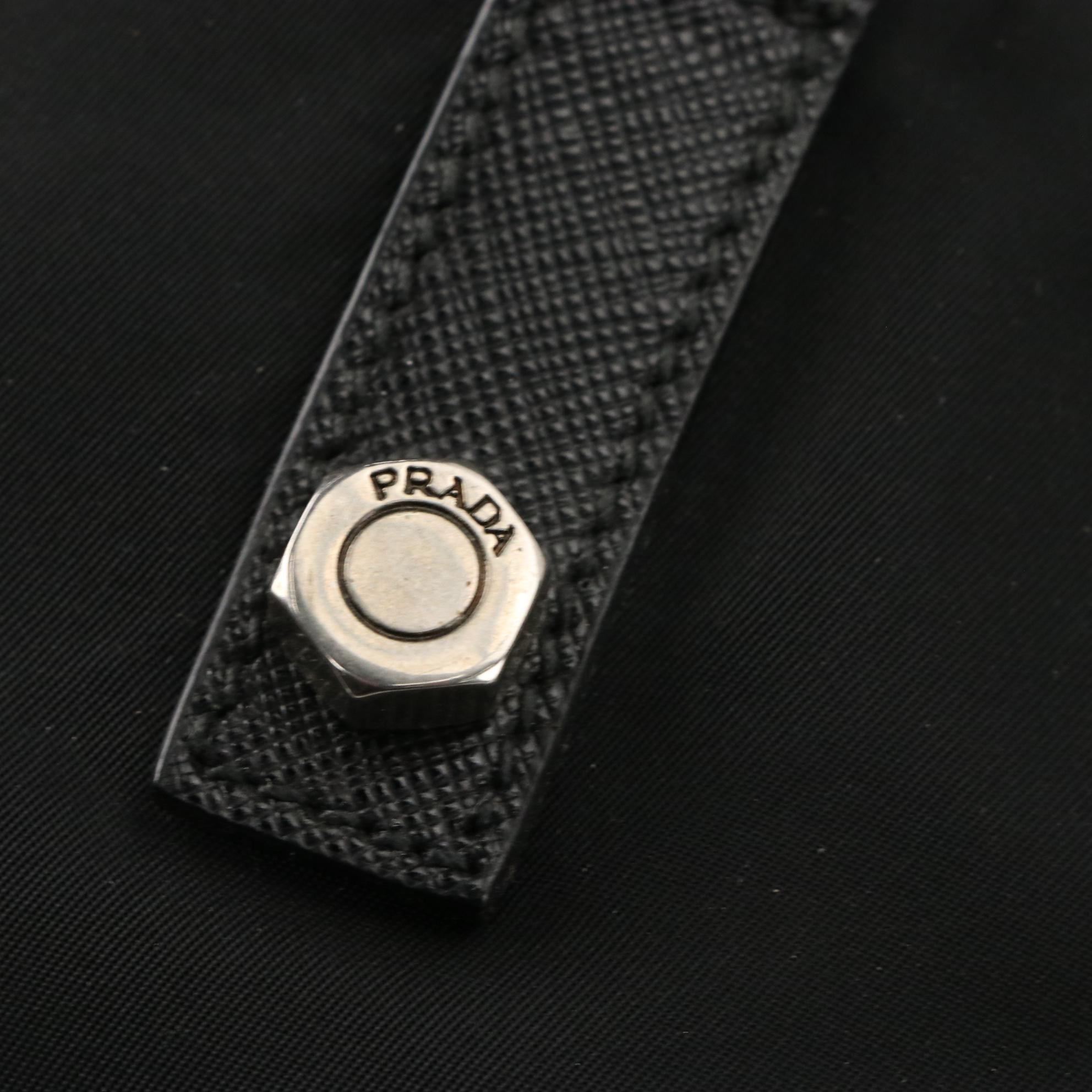 Prada Tessuto Nylon Skull and Crossbones Two-Way Tote with Saffiano Leather Trim