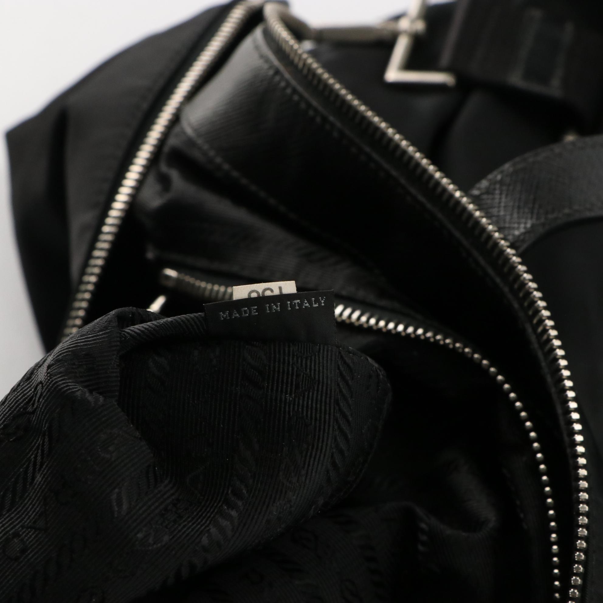 Prada Tessuto Nylon Skull and Crossbones Two-Way Tote with Saffiano Leather Trim