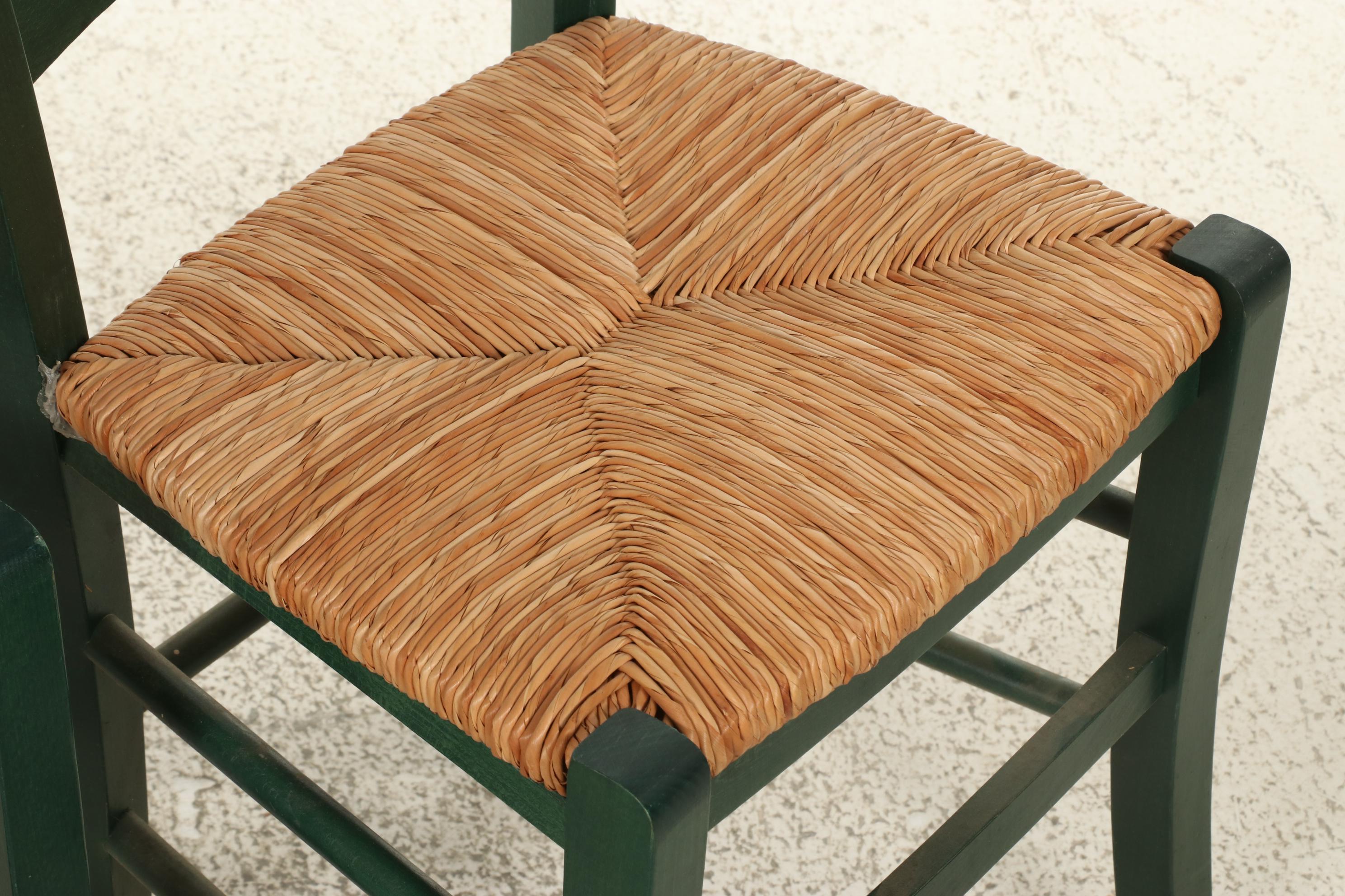 Painted Ladder Back Chairs with Rush Seats