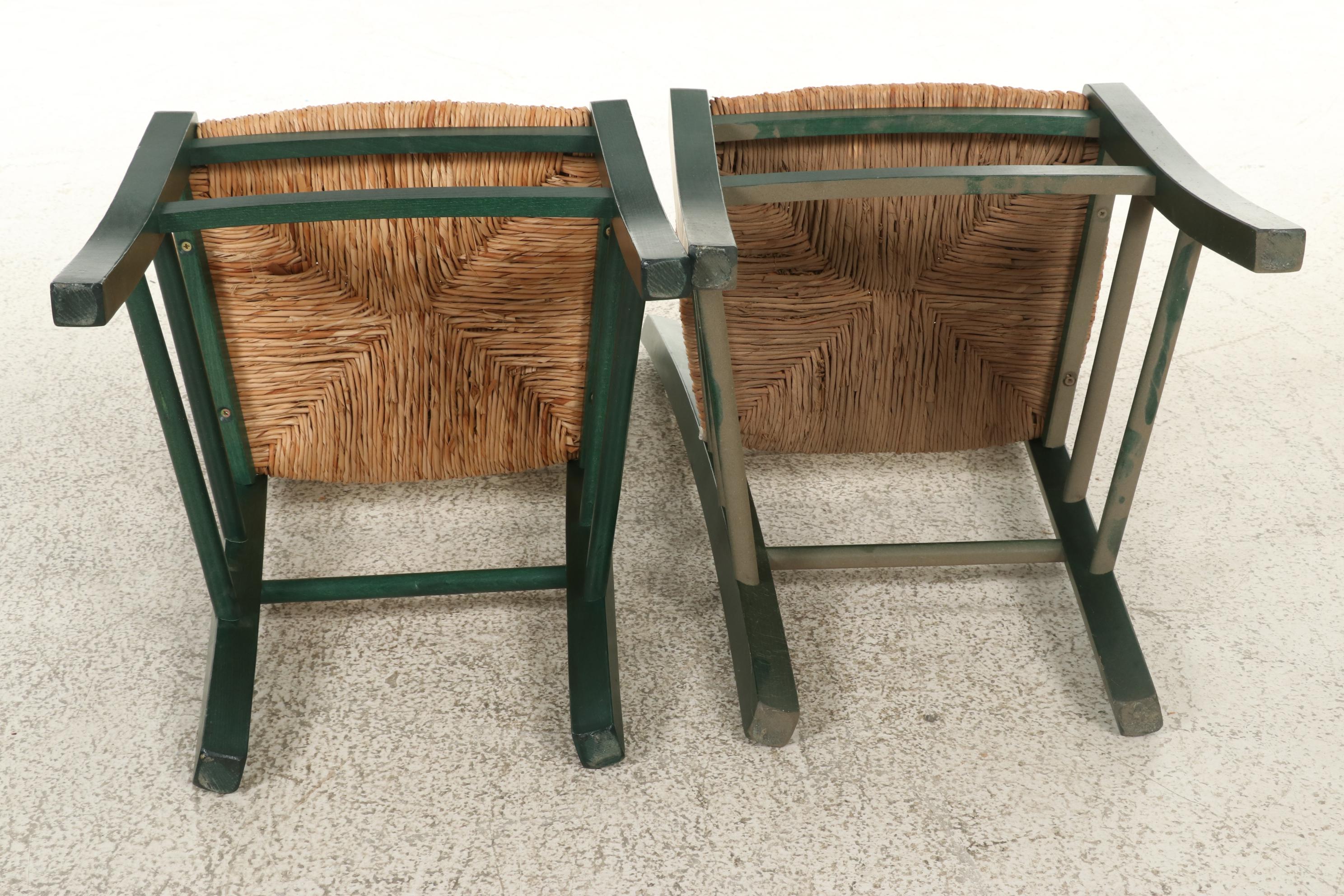 Painted Ladder Back Chairs with Rush Seats