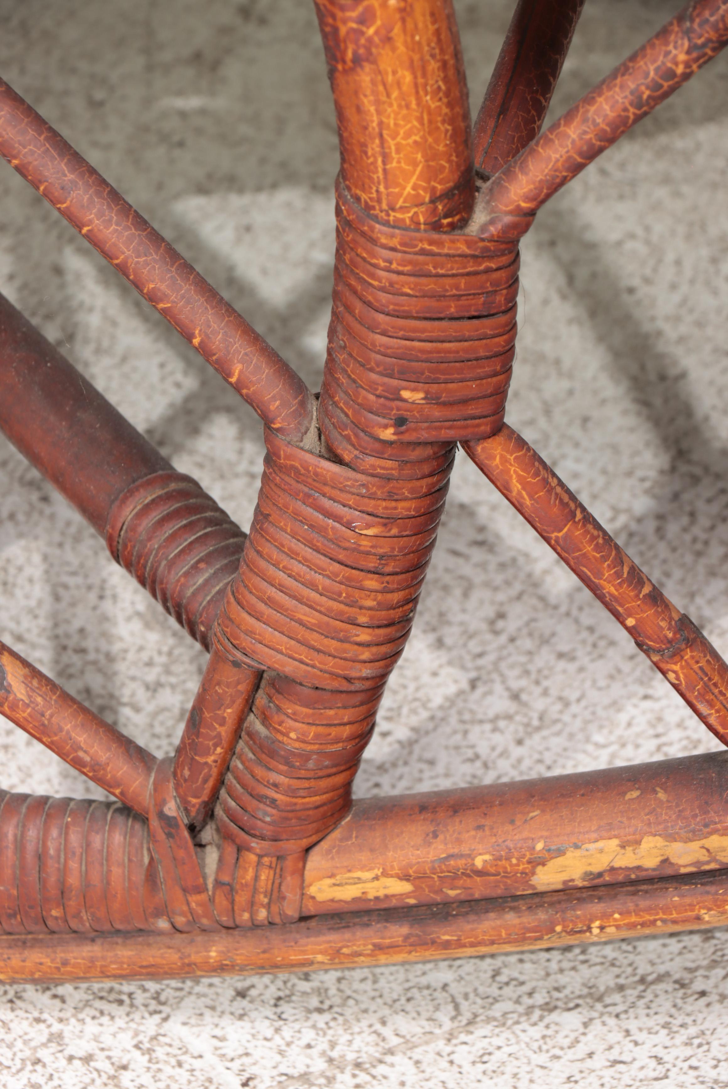 Rattan Rocker Chaise Lounge with Wire Spoke Wheels