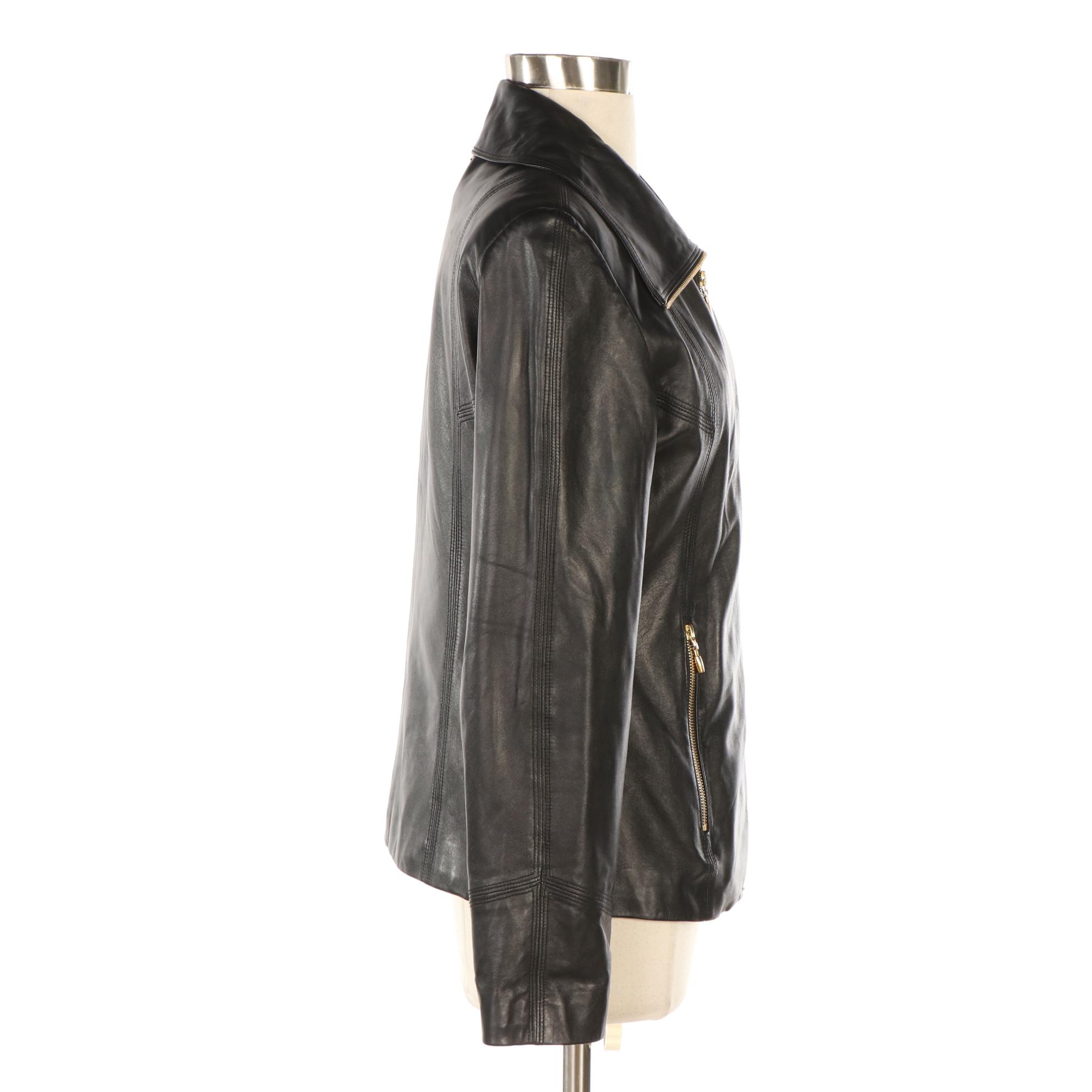 St. John Leather Zip Jacket