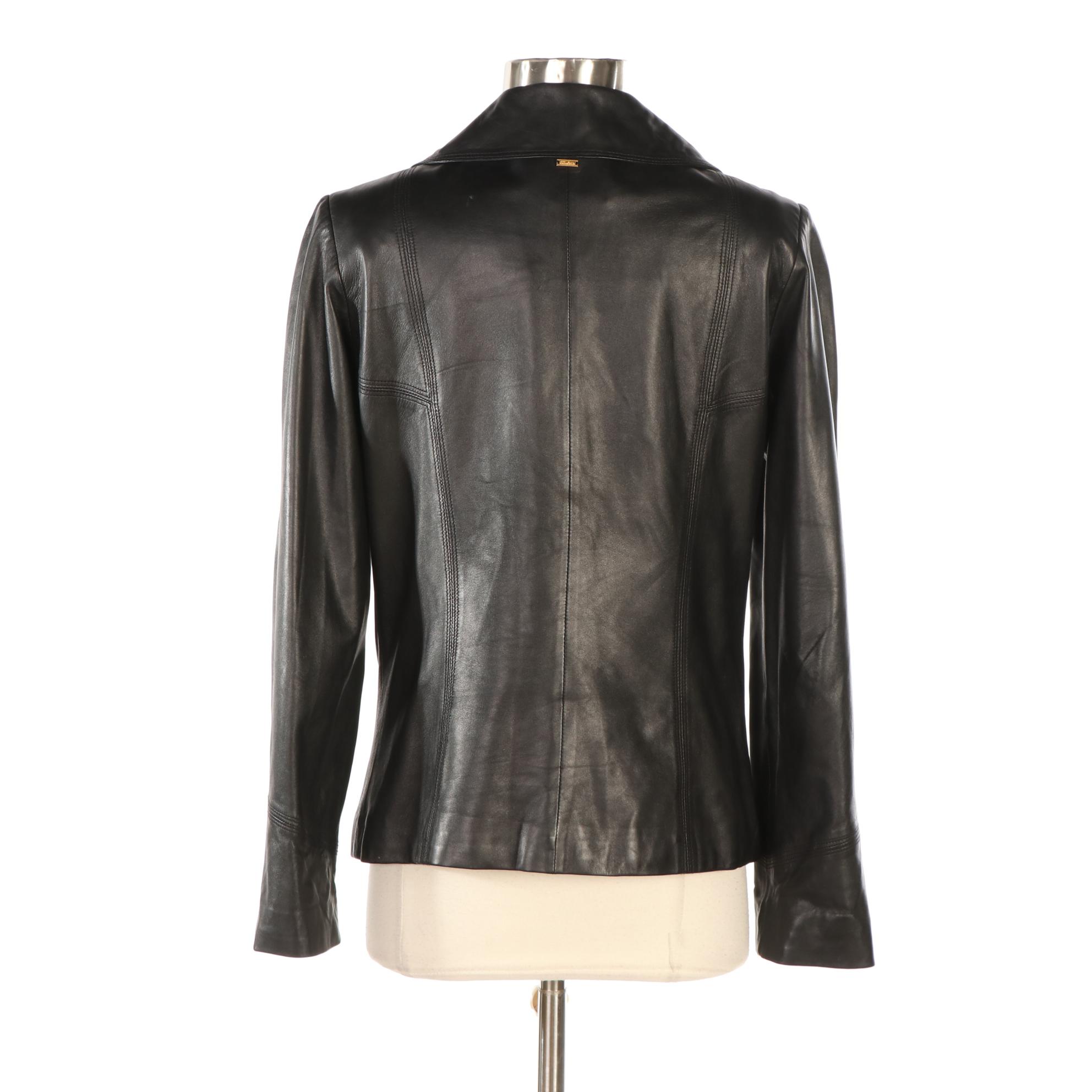 St. John Leather Zip Jacket