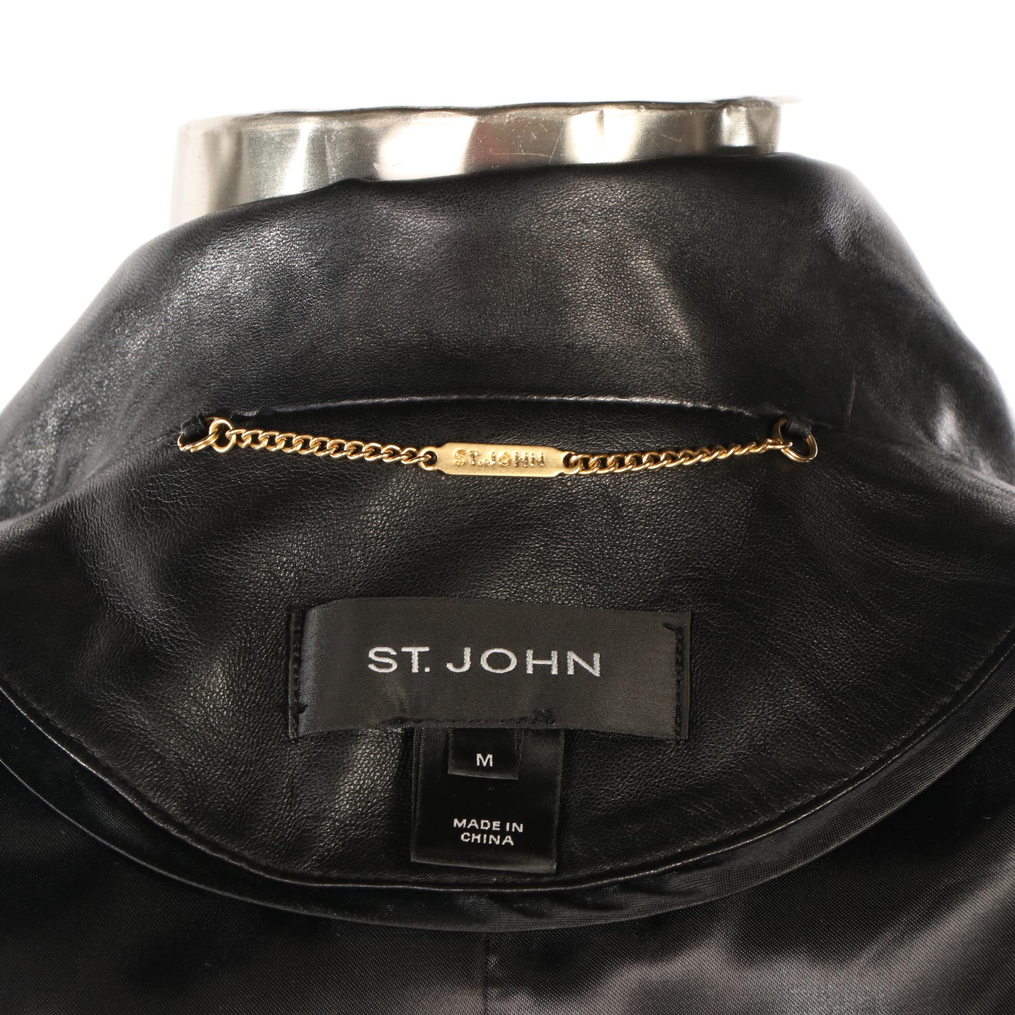 St. John Leather Zip Jacket