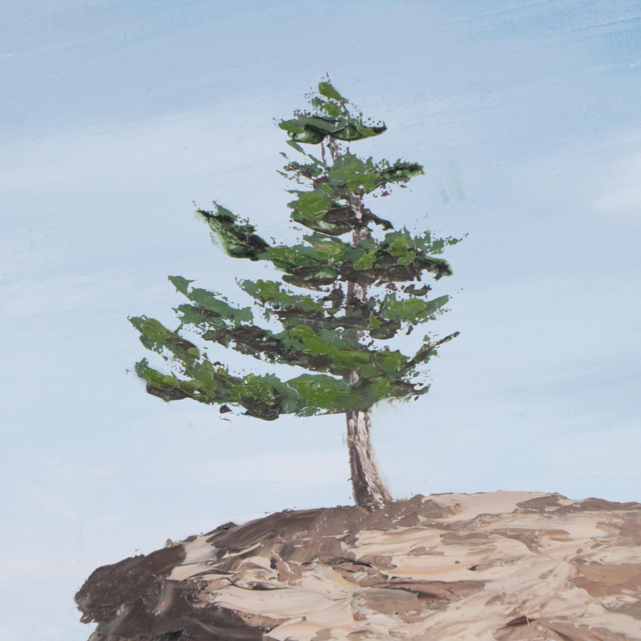 R. Cullen Impasto Oil Painting of of Tree in Arid Landscape, 1976