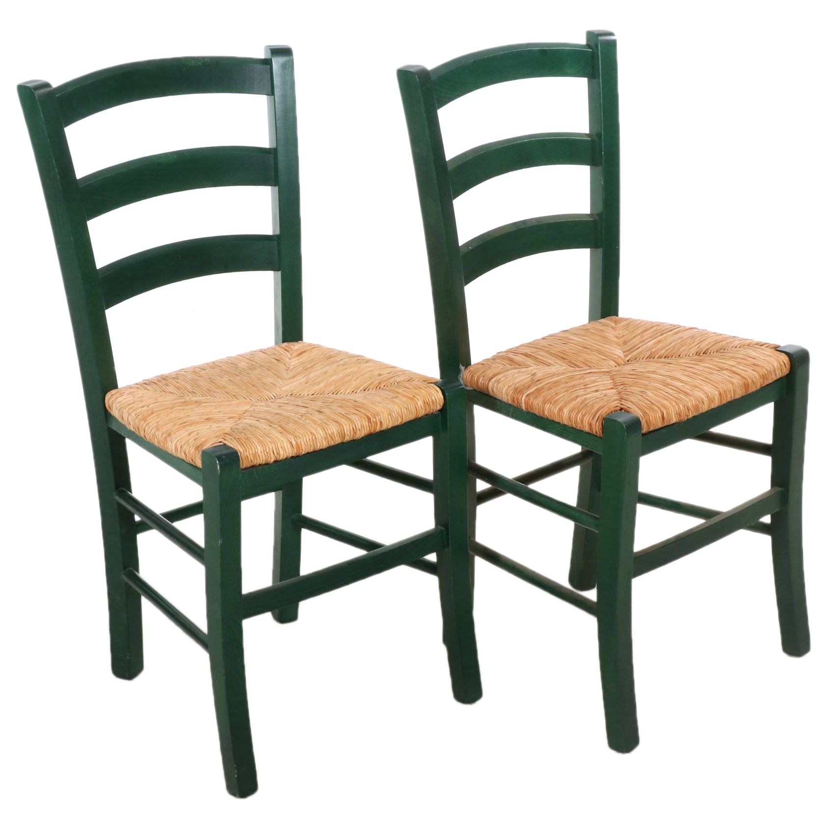 Painted Ladder Back Chairs with Rush Seats