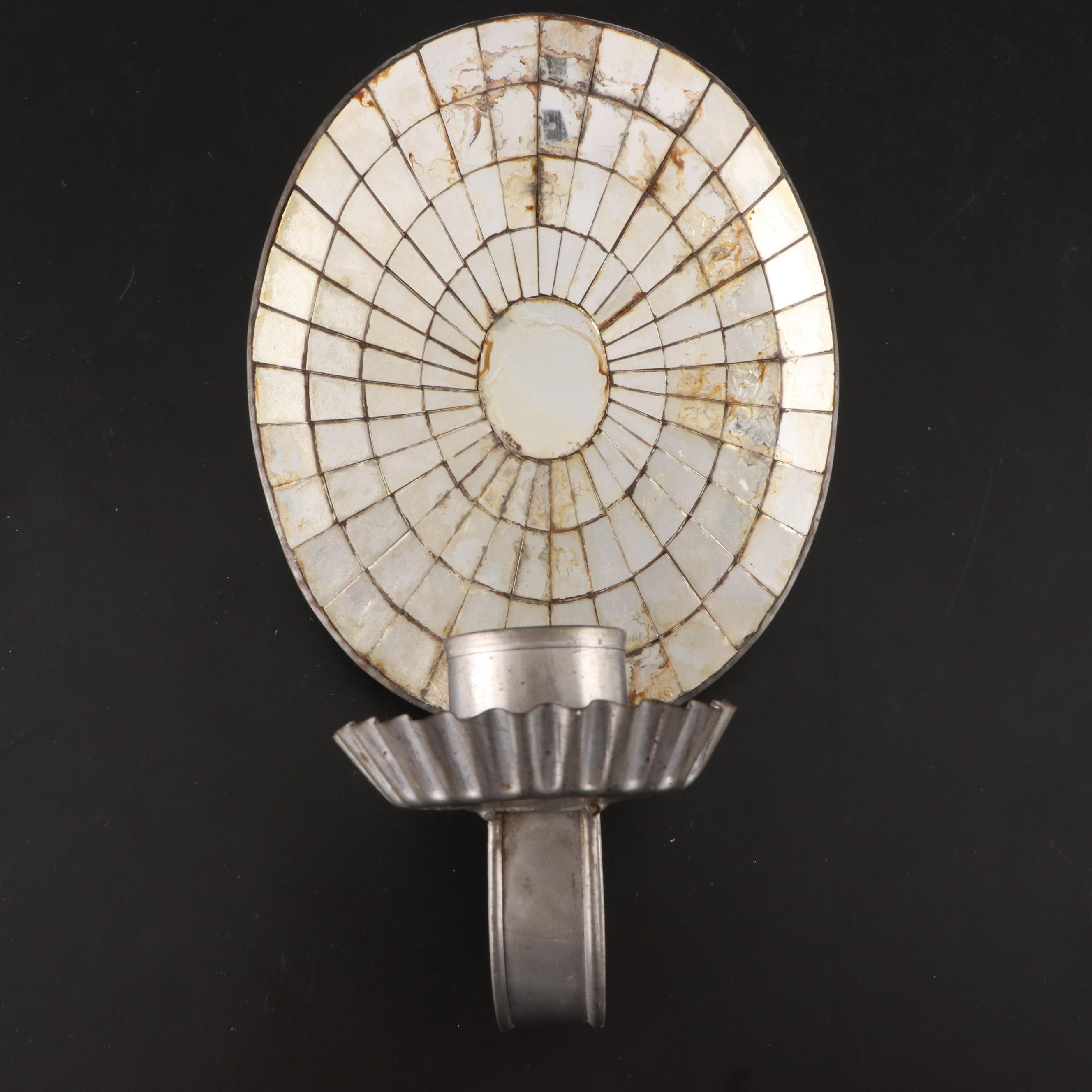 Colonial Style Mirrored Tin Candle Sconces