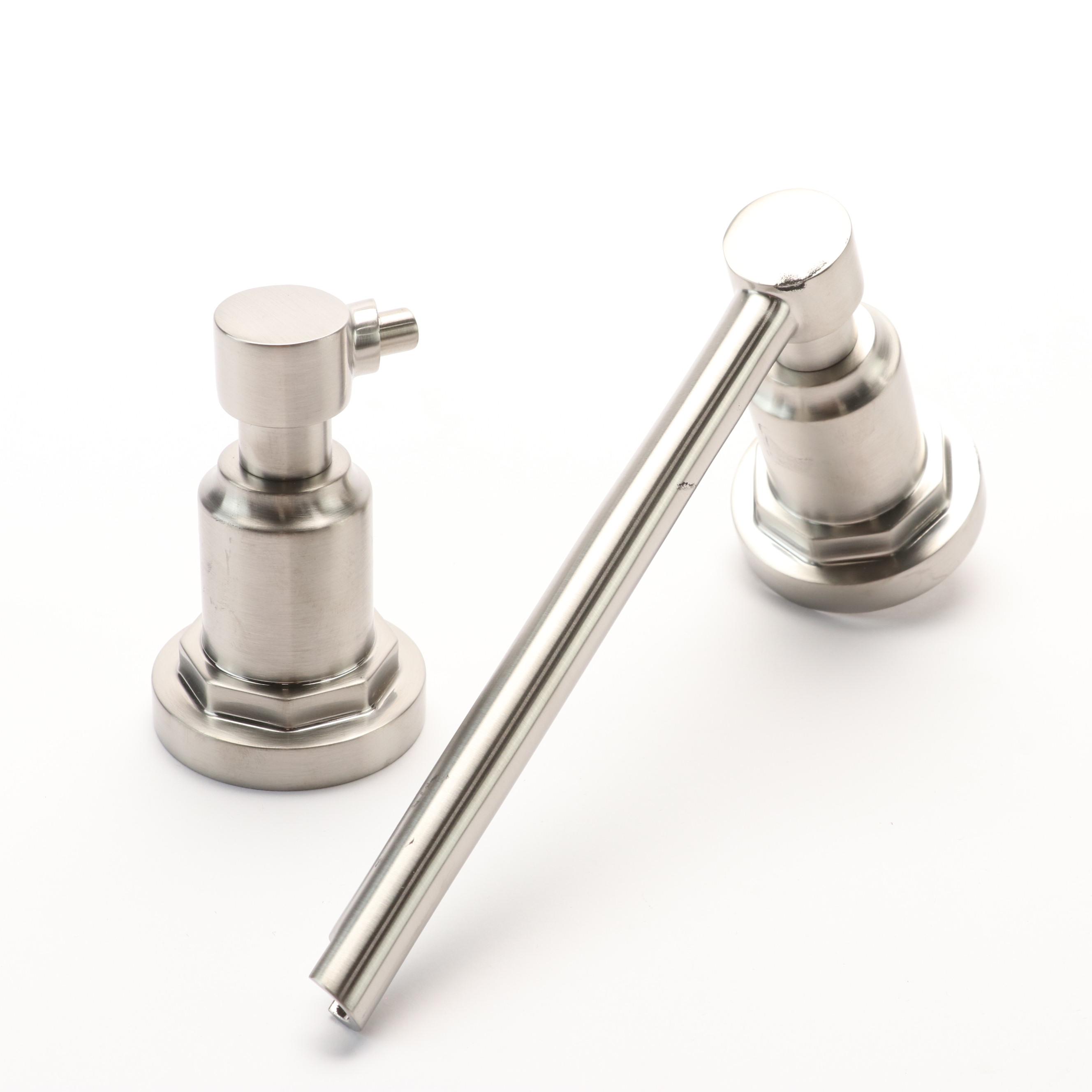 Lever Door Handle Set, Shelf Brackets and Paper Holder in Brushed Nickel