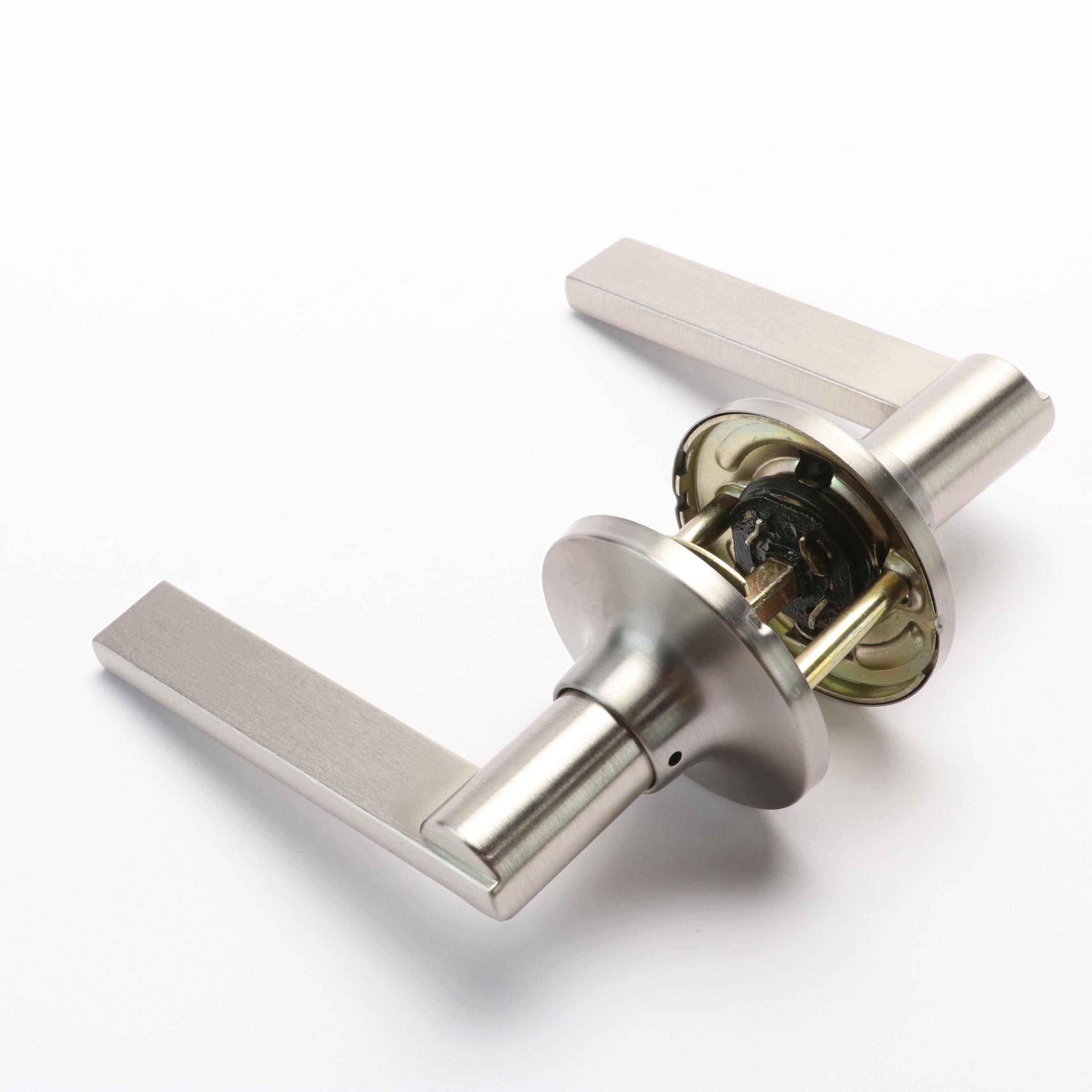 Lever Door Handle Set, Shelf Brackets and Paper Holder in Brushed Nickel