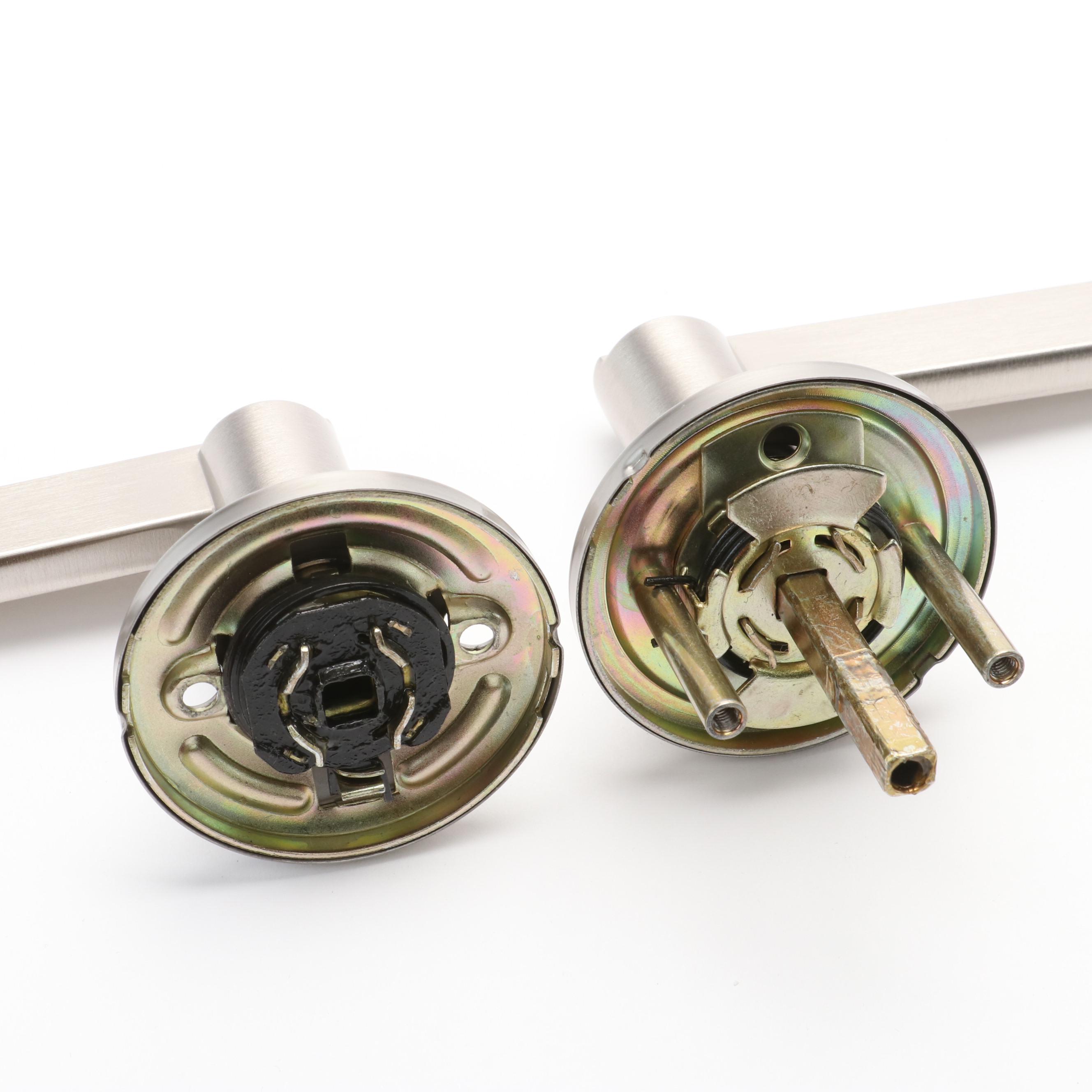 Lever Door Handle Set, Shelf Brackets and Paper Holder in Brushed Nickel