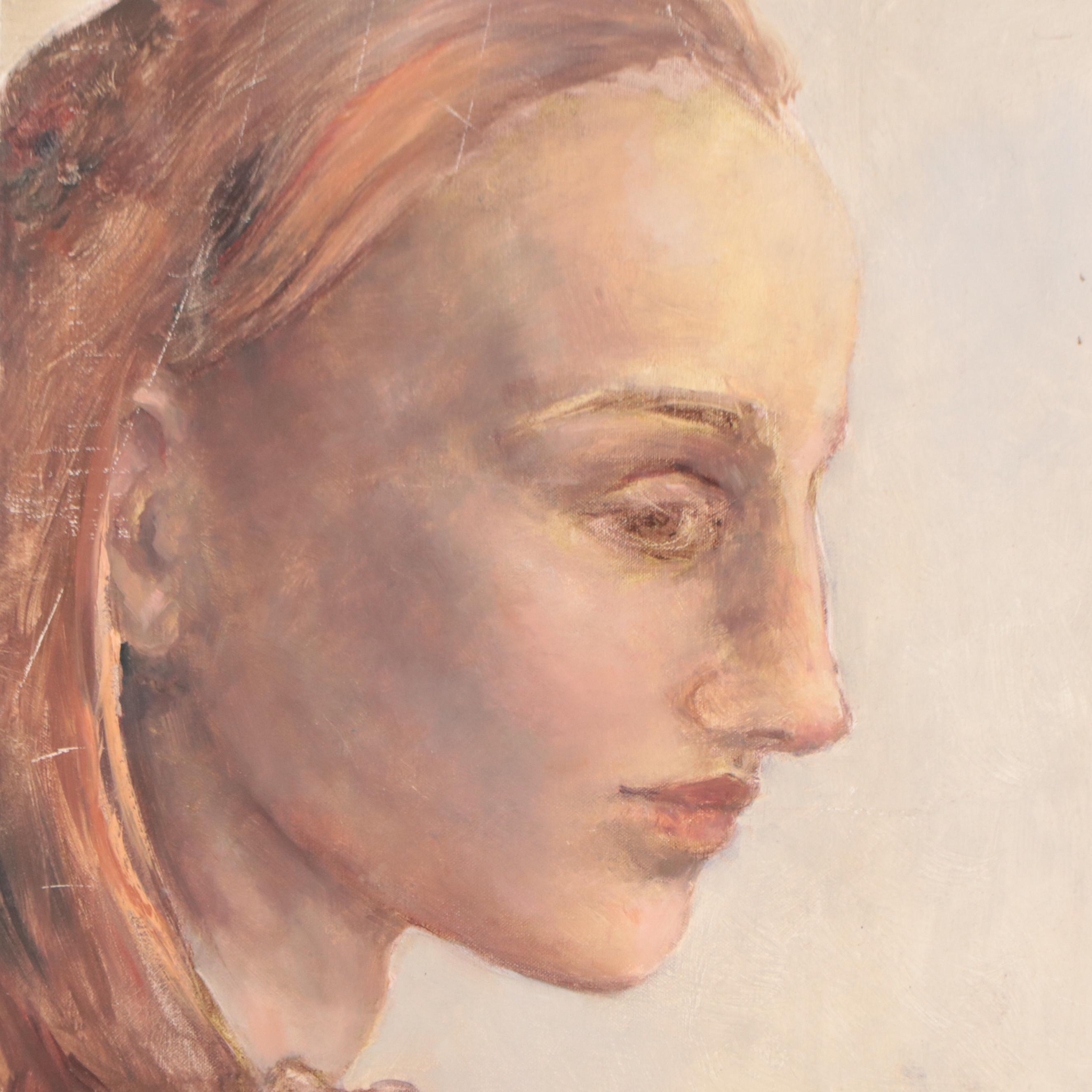 Sarah Szabo Oil Portrait of Woman with Toad, 21st Century