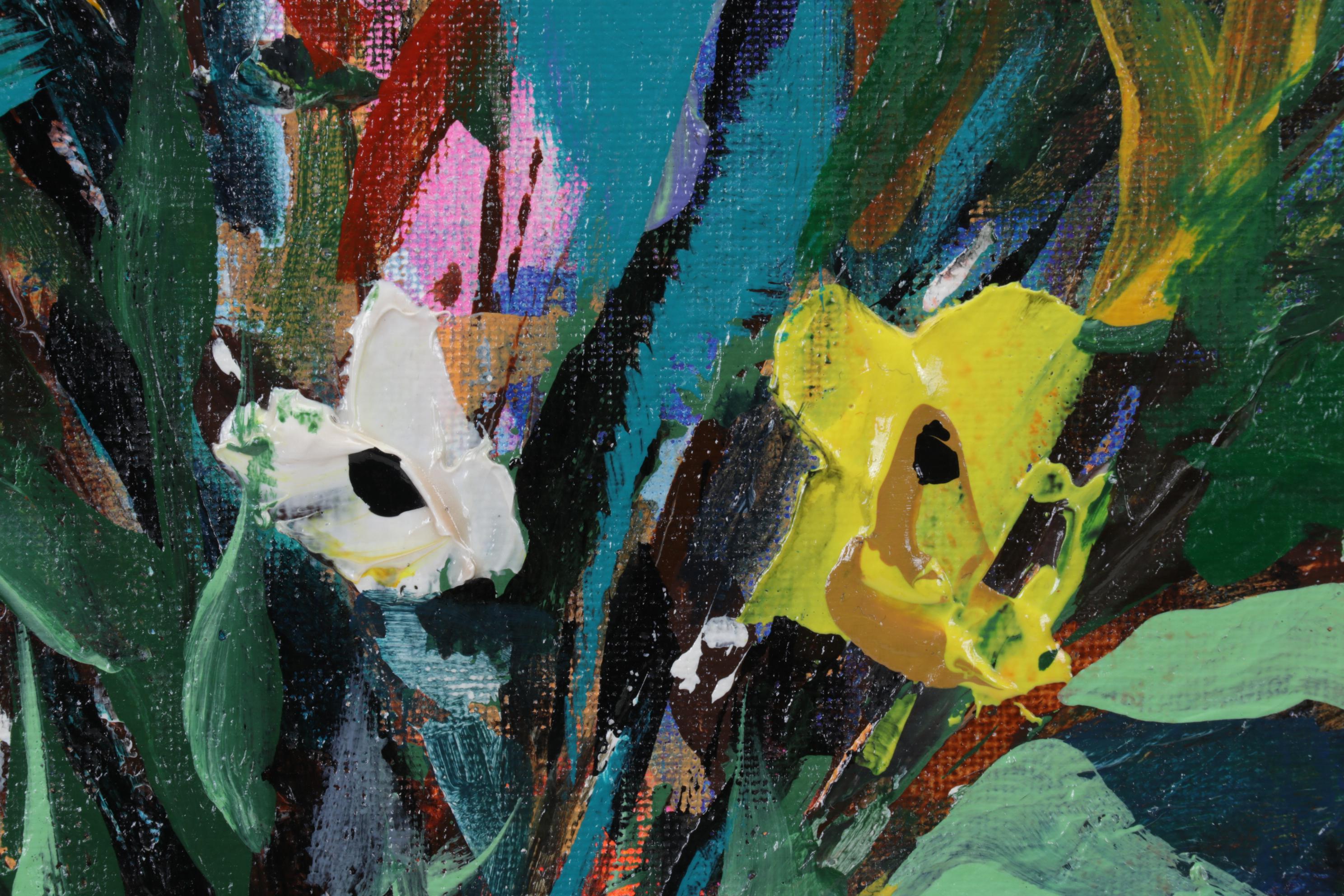 Farshad Lanjani Floral Still Life Acrylic Painting, 21st Century