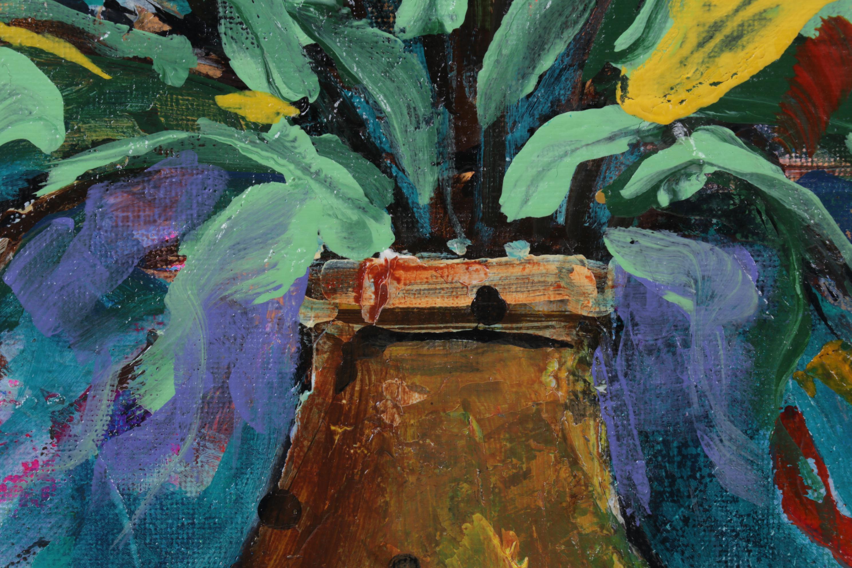 Farshad Lanjani Floral Still Life Acrylic Painting, 21st Century