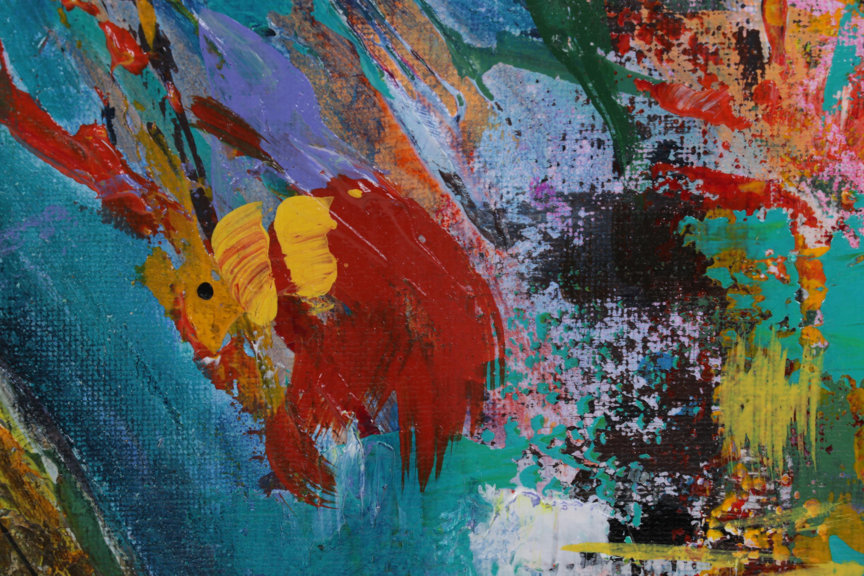 Farshad Lanjani Floral Still Life Acrylic Painting, 21st Century