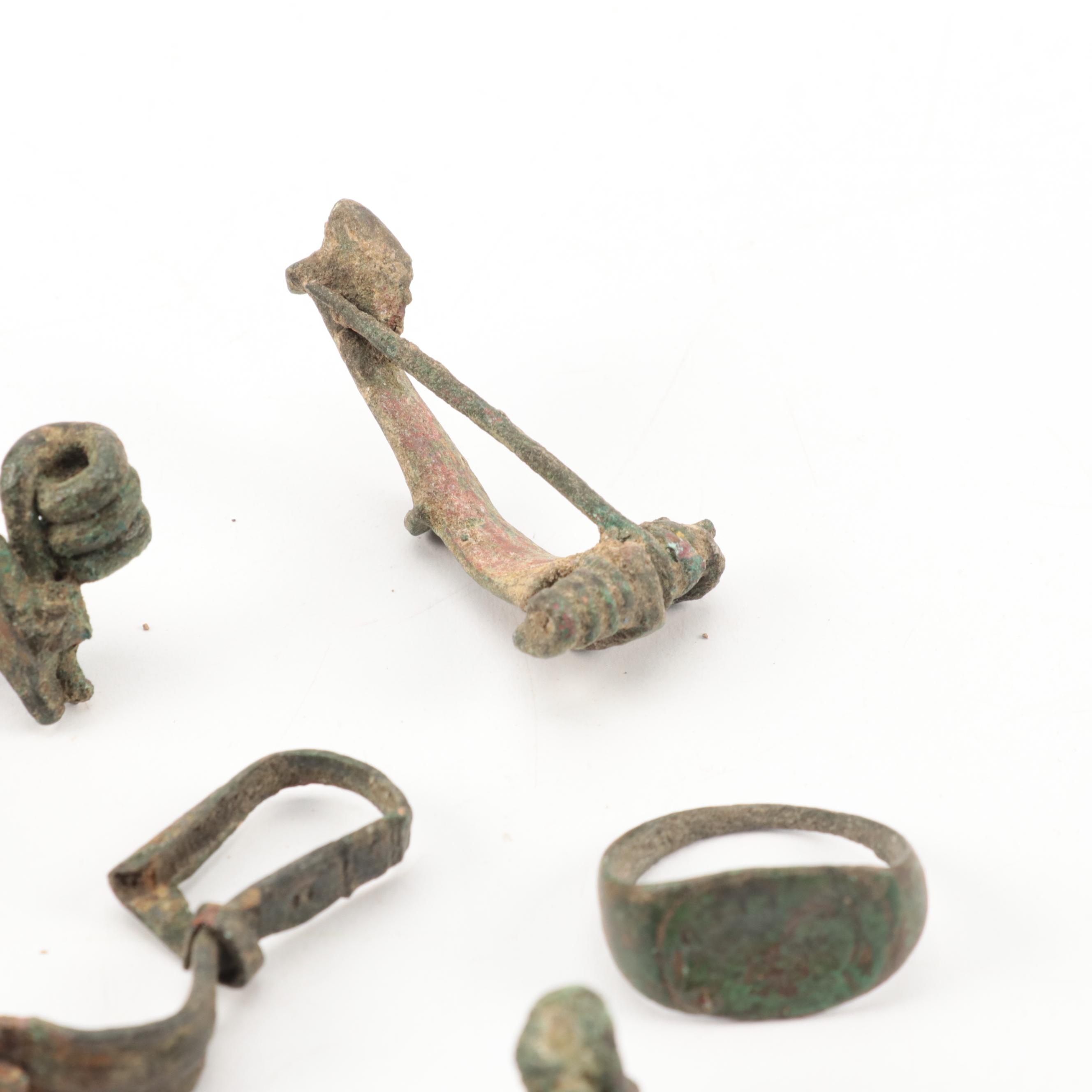 Ancient Roman Bronze Brooches and Ring, Circa 100-300 CE