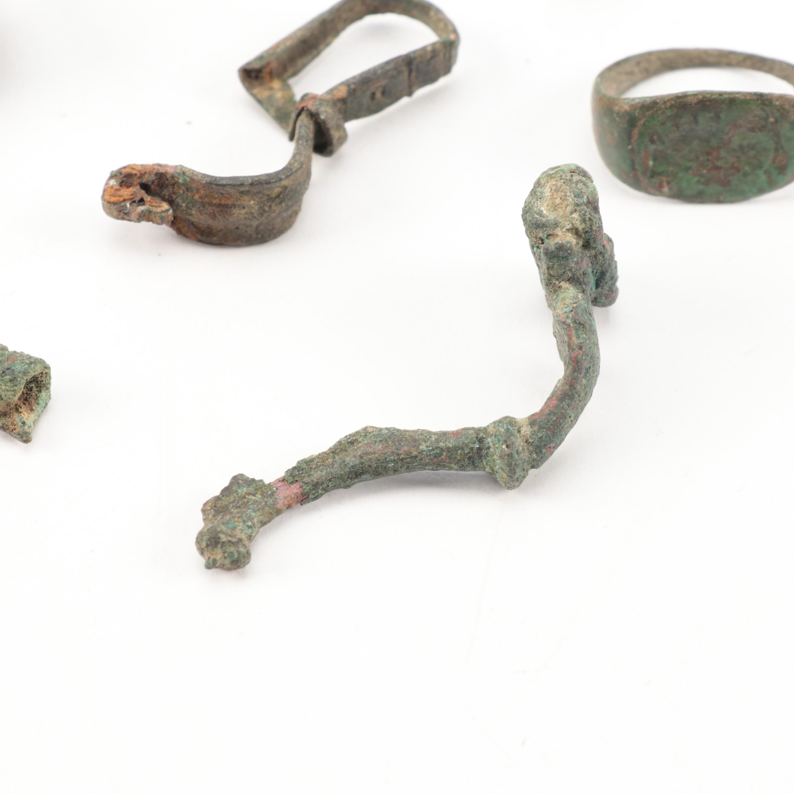 Ancient Roman Bronze Brooches and Ring, Circa 100-300 CE