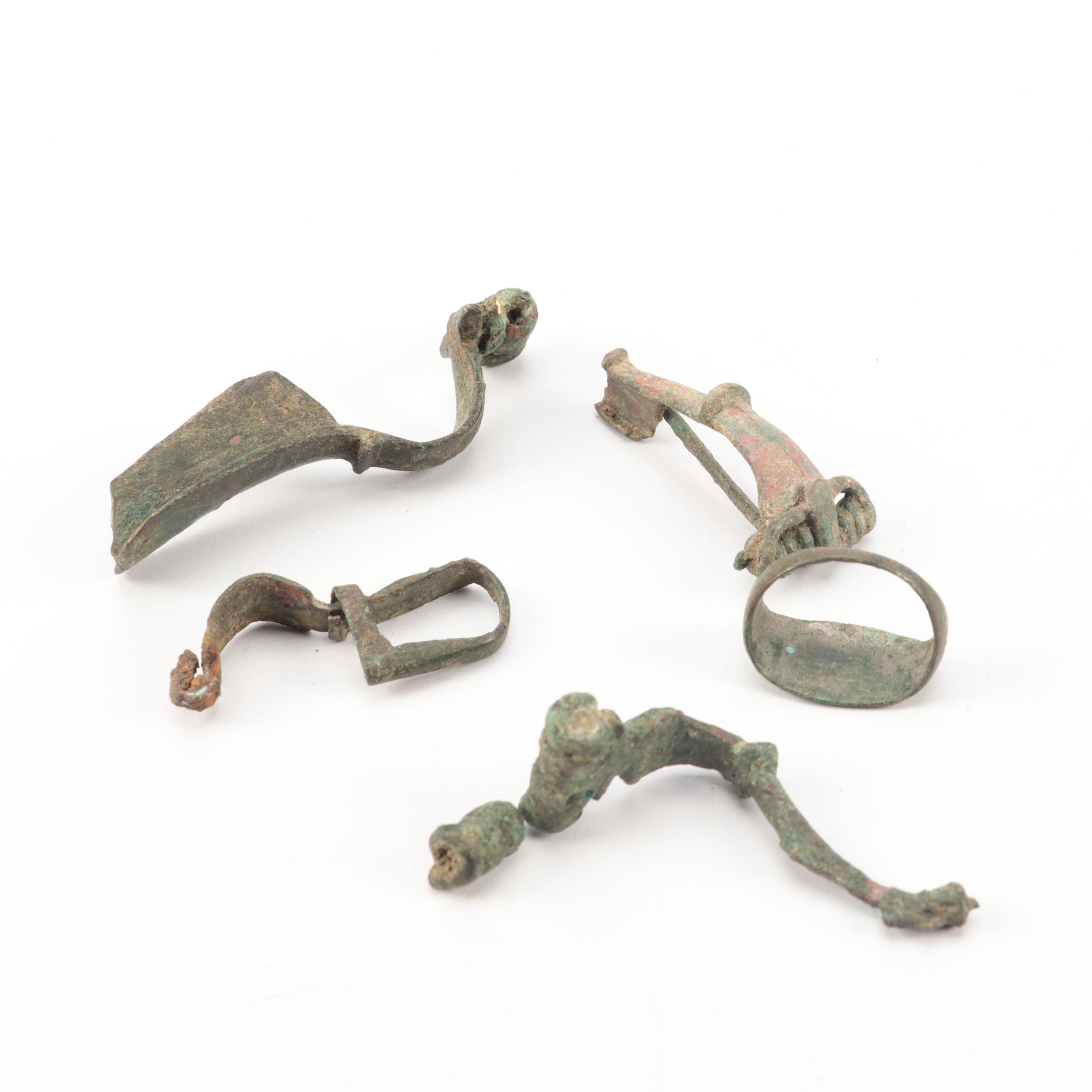 Ancient Roman Bronze Brooches and Ring, Circa 100-300 CE