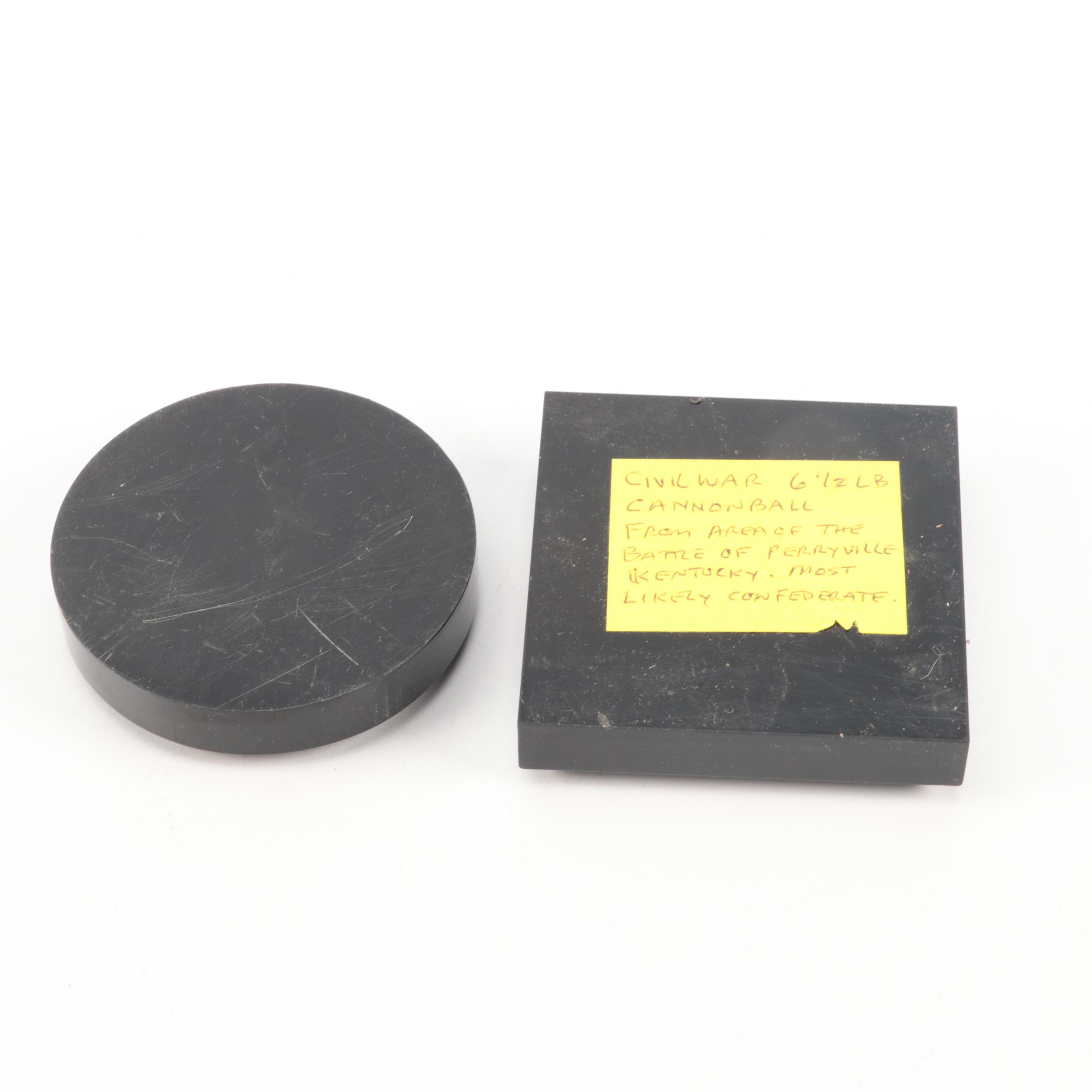 Revolutionary War Era Cannonball with Civil War Era Cannonball