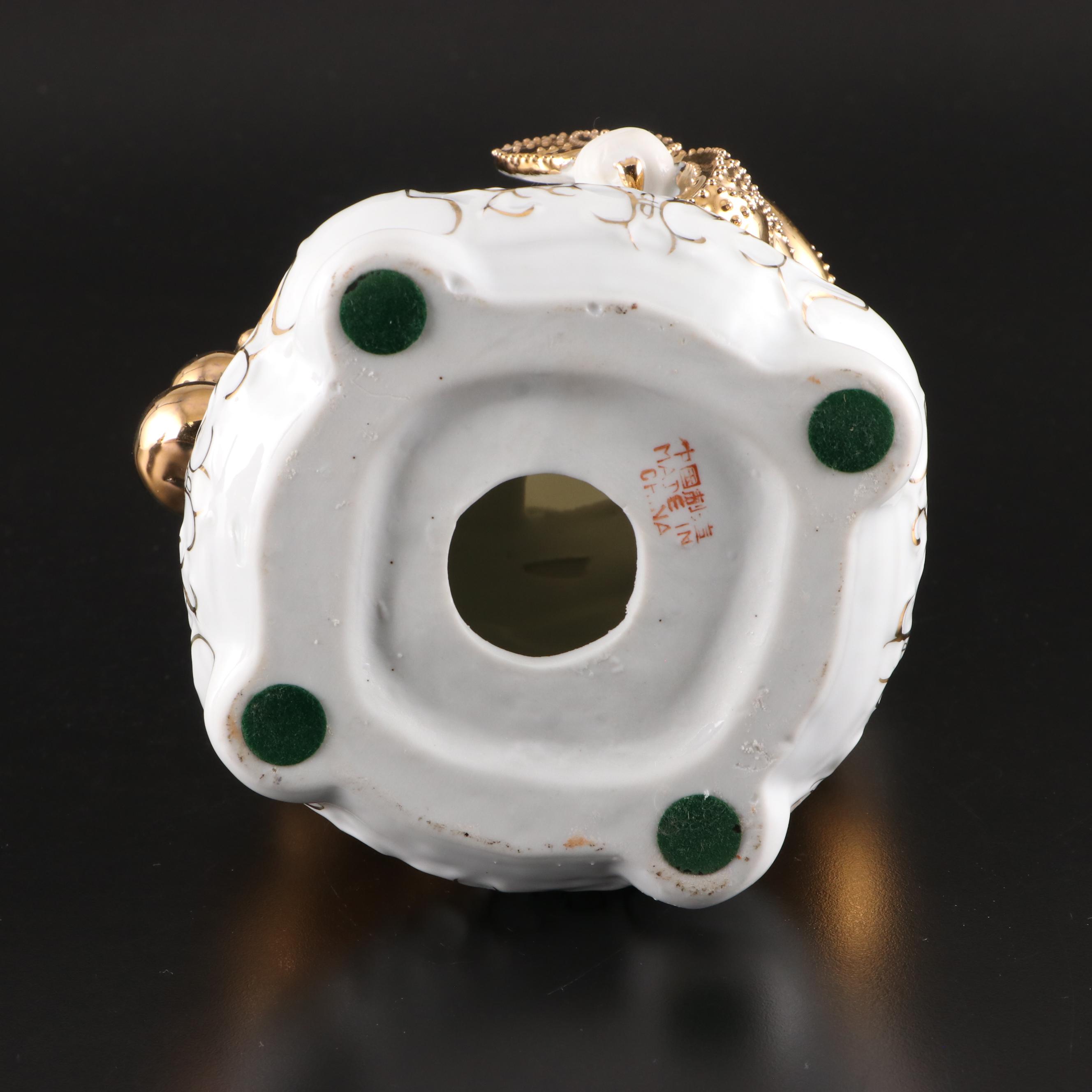 Chinese Gilt Porcelain Laughing Buddha Budai Figurines