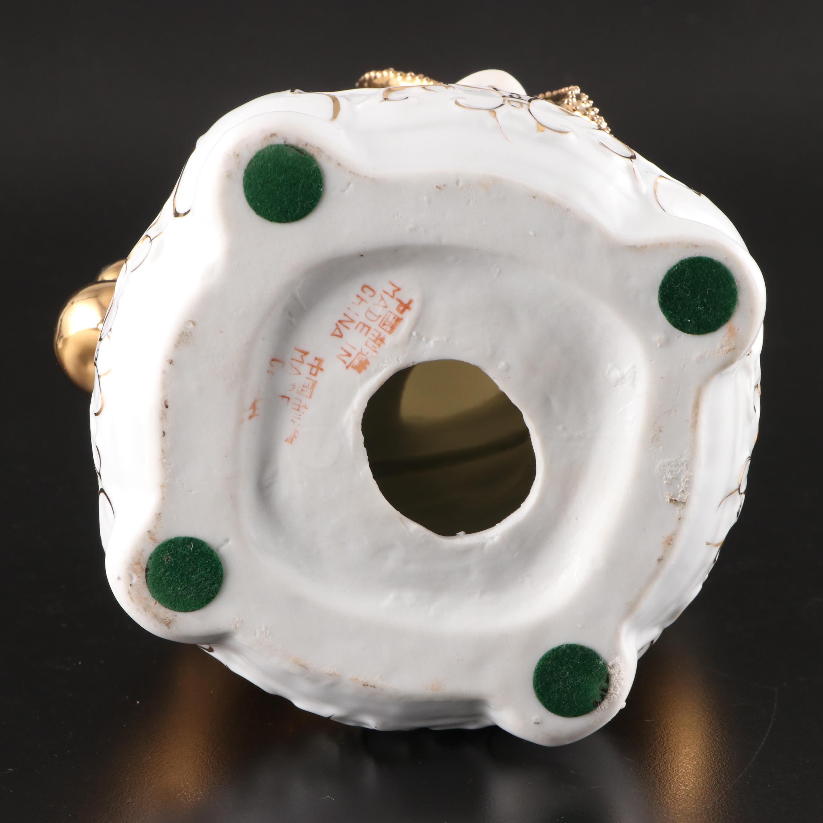 Chinese Gilt Porcelain Laughing Buddha Budai Figurines