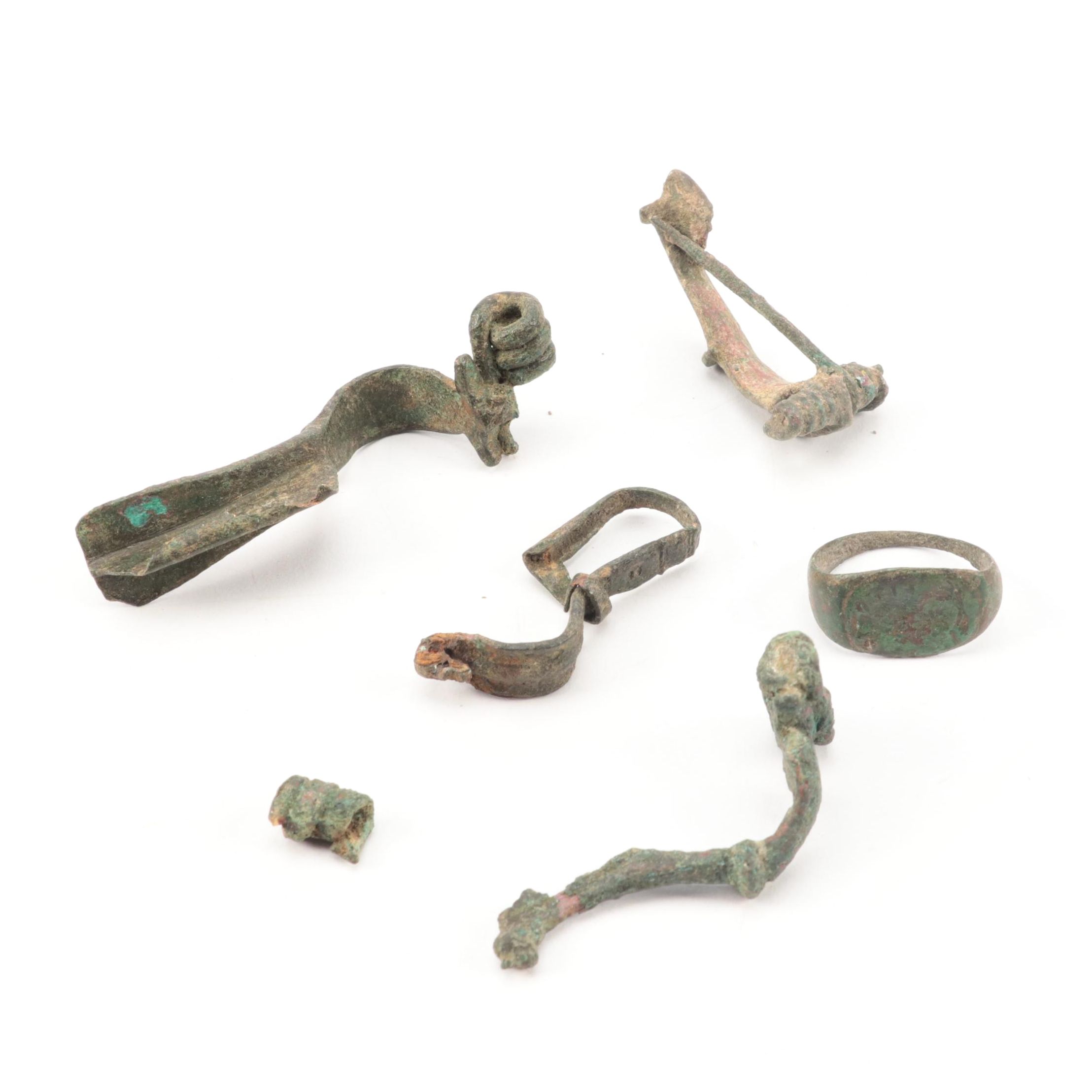 Ancient Roman Bronze Brooches and Ring, Circa 100-300 CE